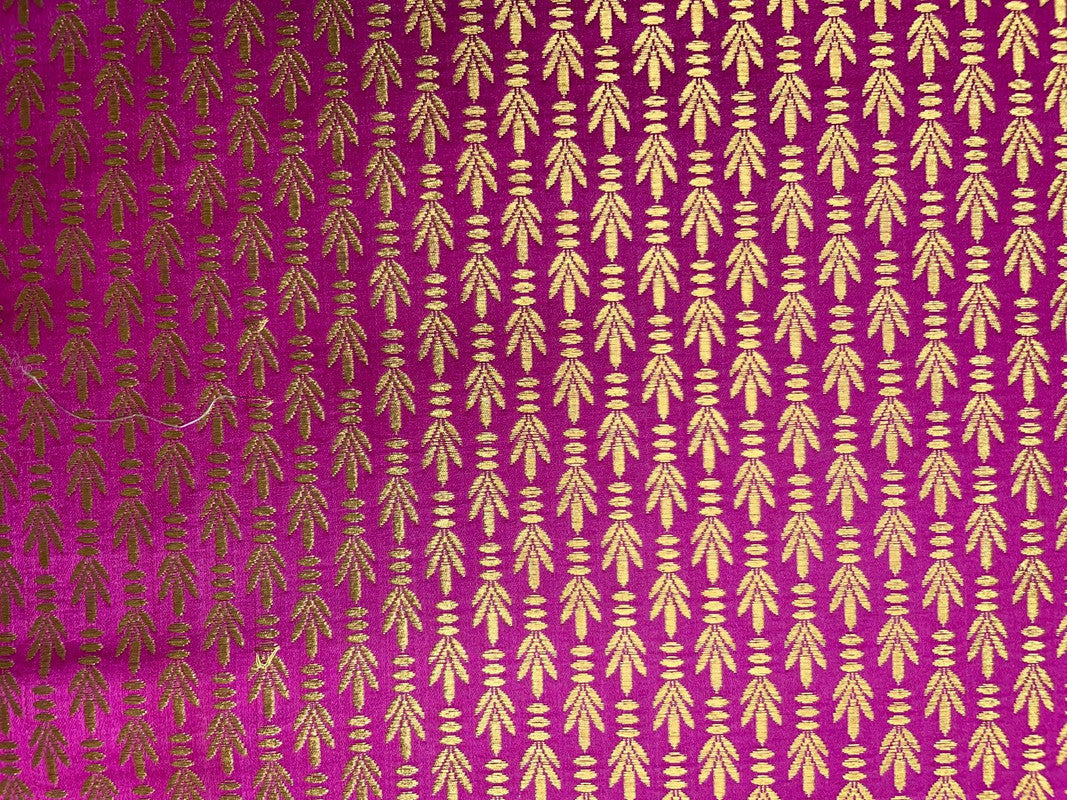 Magenta Floral Semi Brocade Fabric