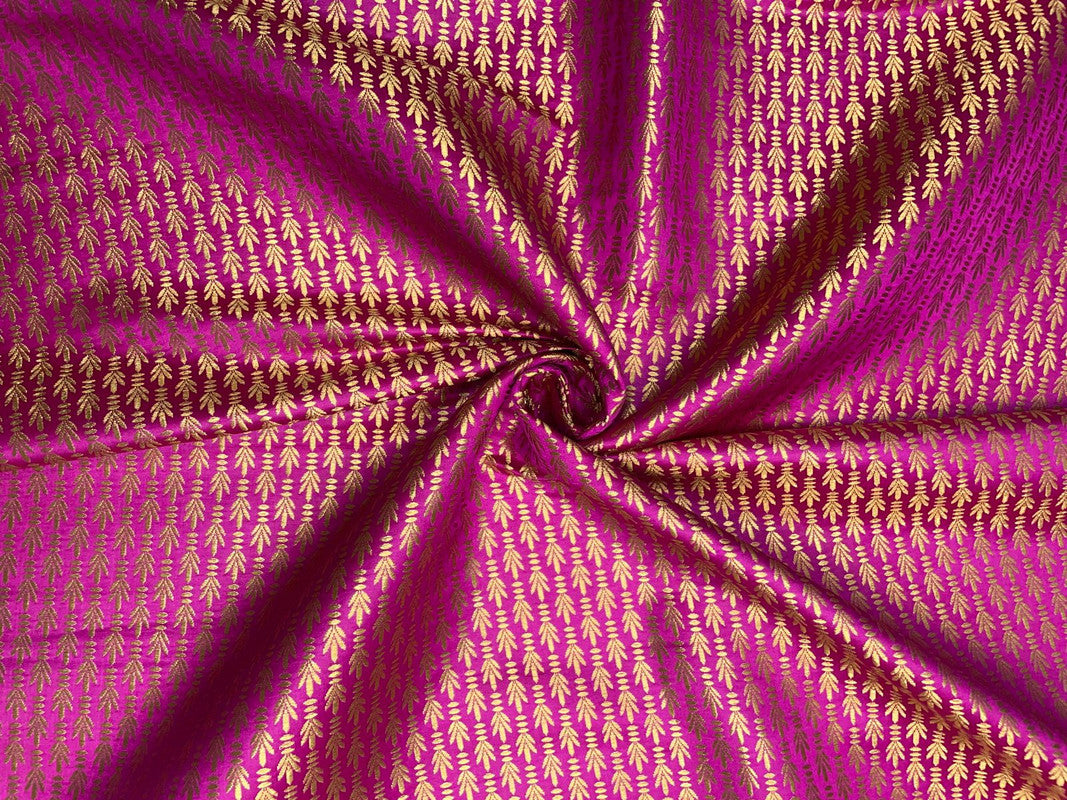 Magenta Floral Semi Brocade Fabric