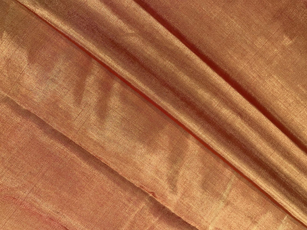 Red & Gold Plain Pure Tissue Fabric