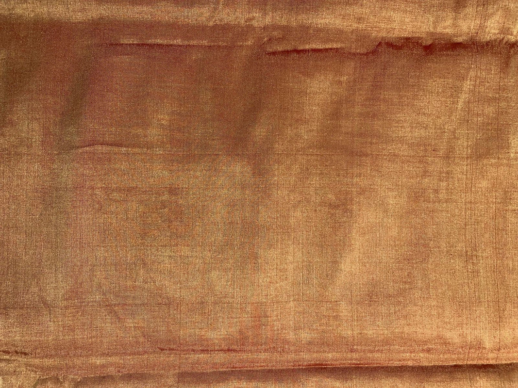 Red & Gold Plain Pure Tissue Fabric