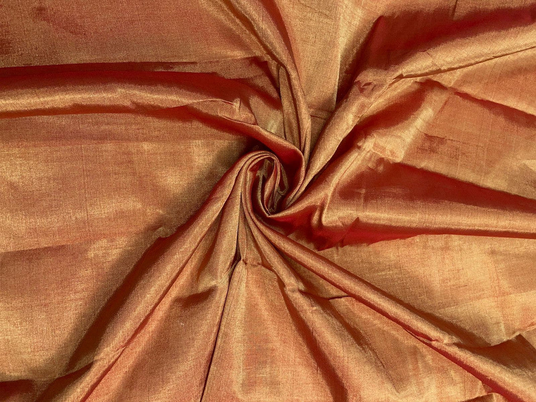 Red & Gold Plain Pure Tissue Fabric