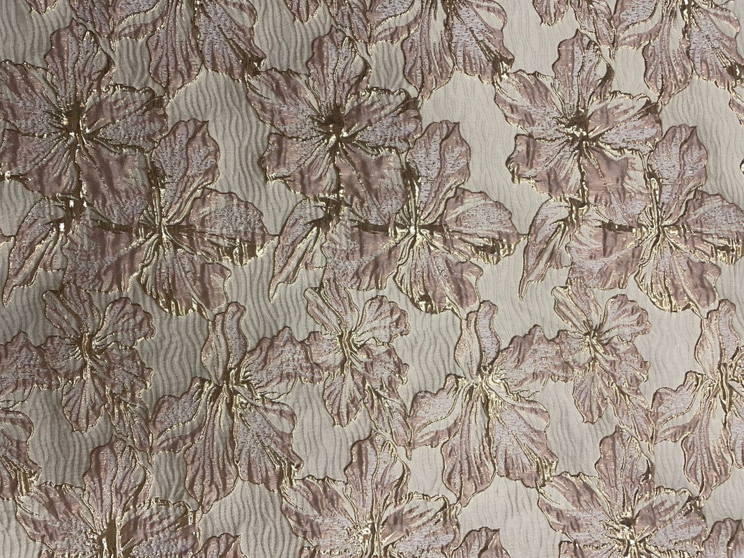 Light Peach Floral Luxury Jacquard Fabric