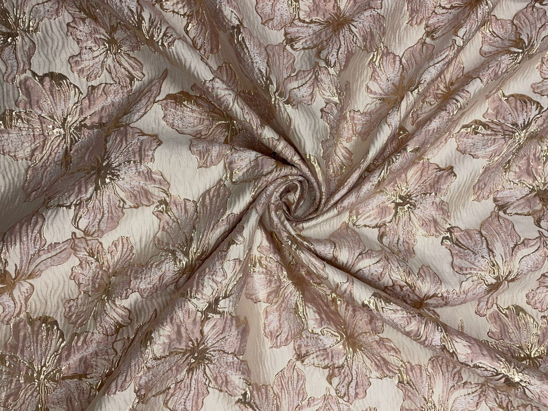 Light Peach Floral Luxury Jacquard Fabric