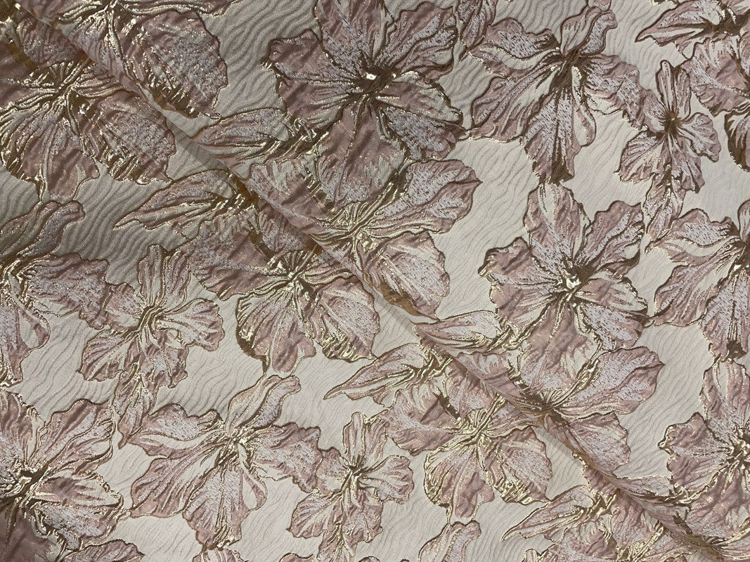 Light Peach Floral Luxury Jacquard Fabric