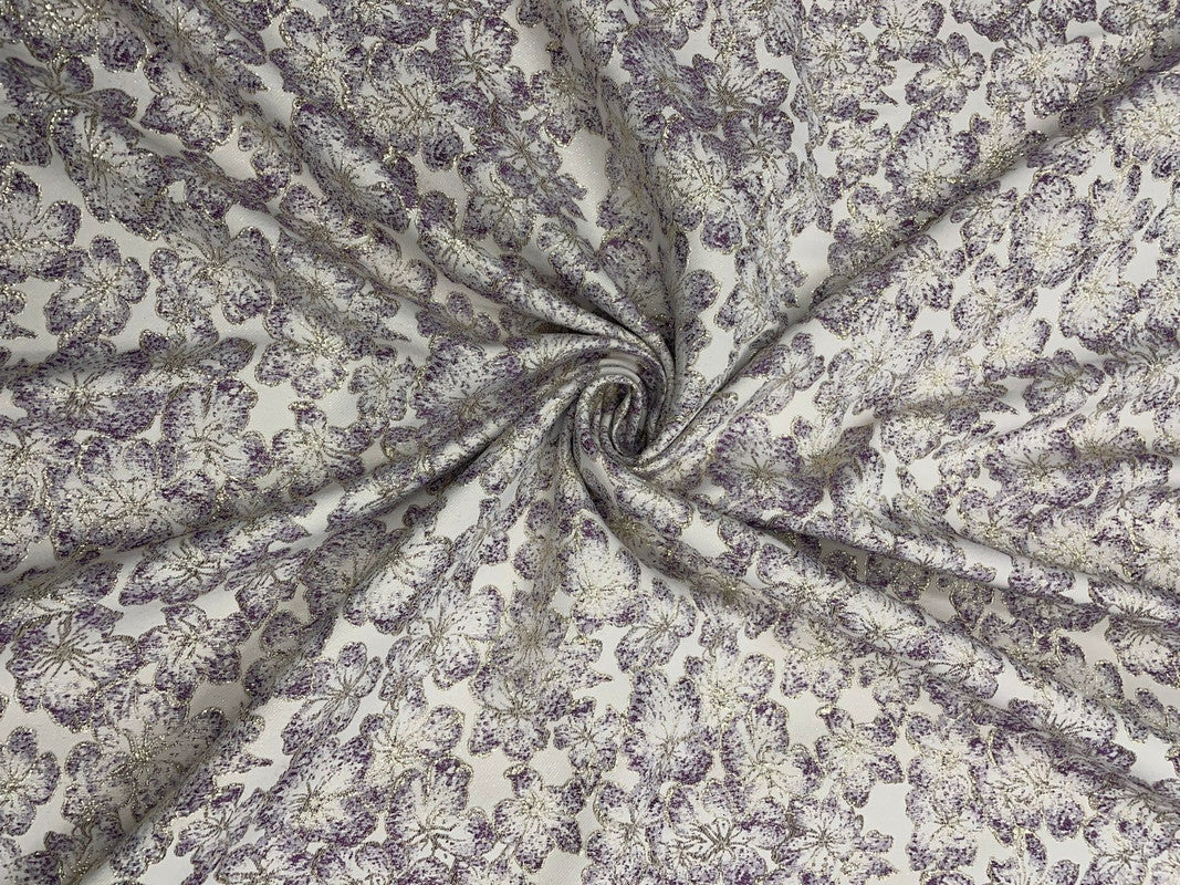 Purple Color Floral Luxury Jacquard Fabric