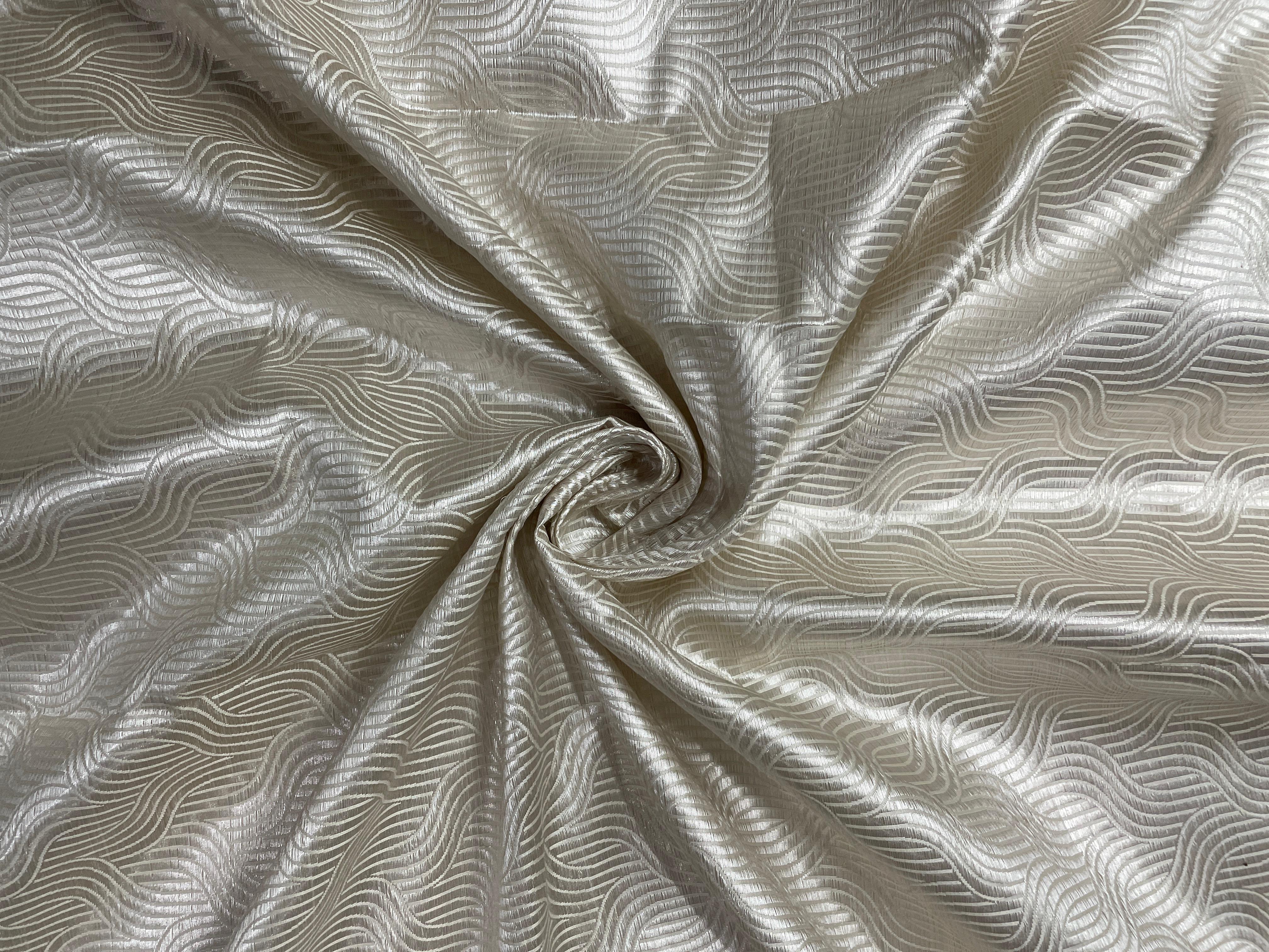 Cream Geometric Pure Brocade Fabric