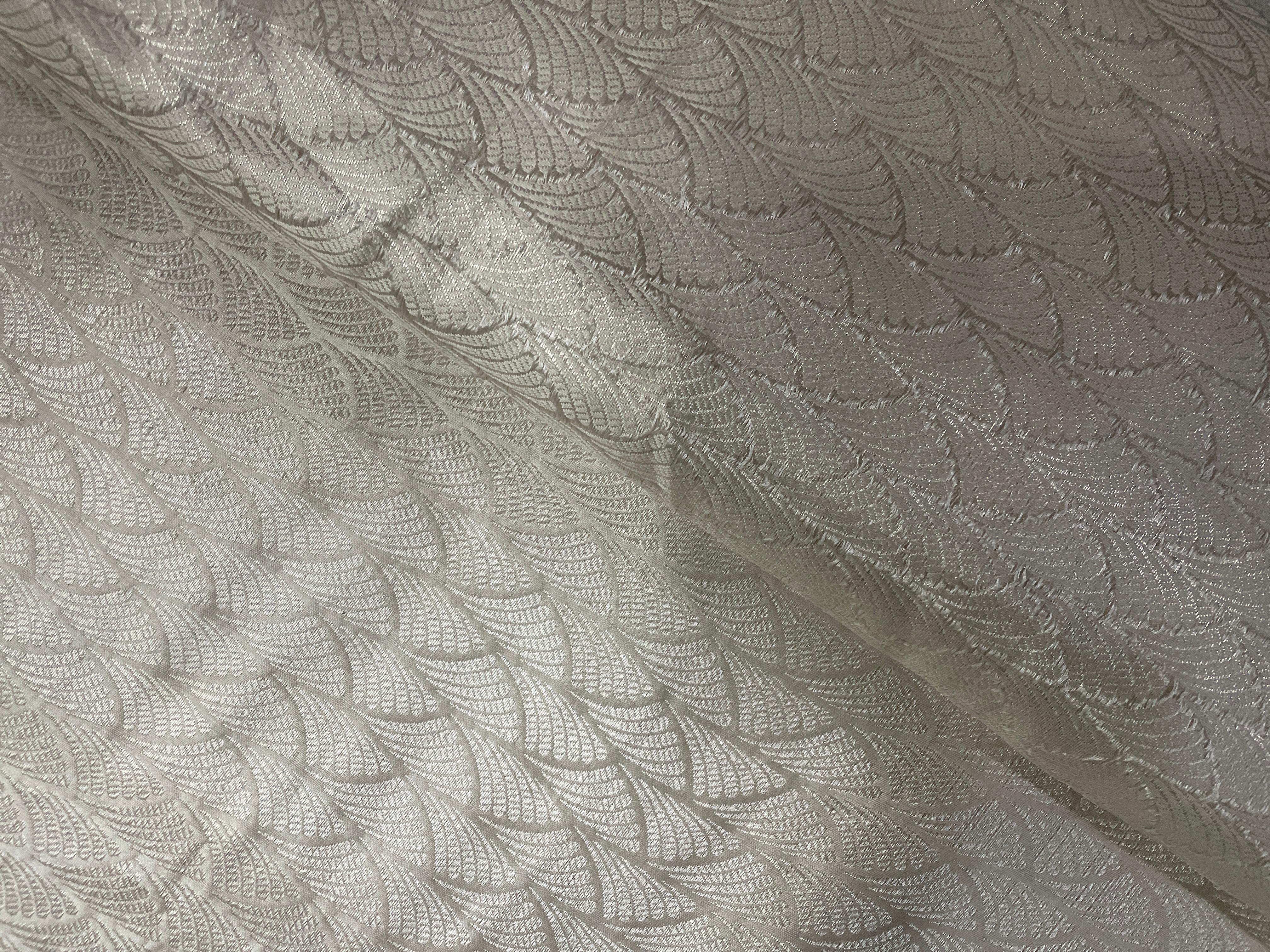 Cream Floral Pure Brocade Fabric