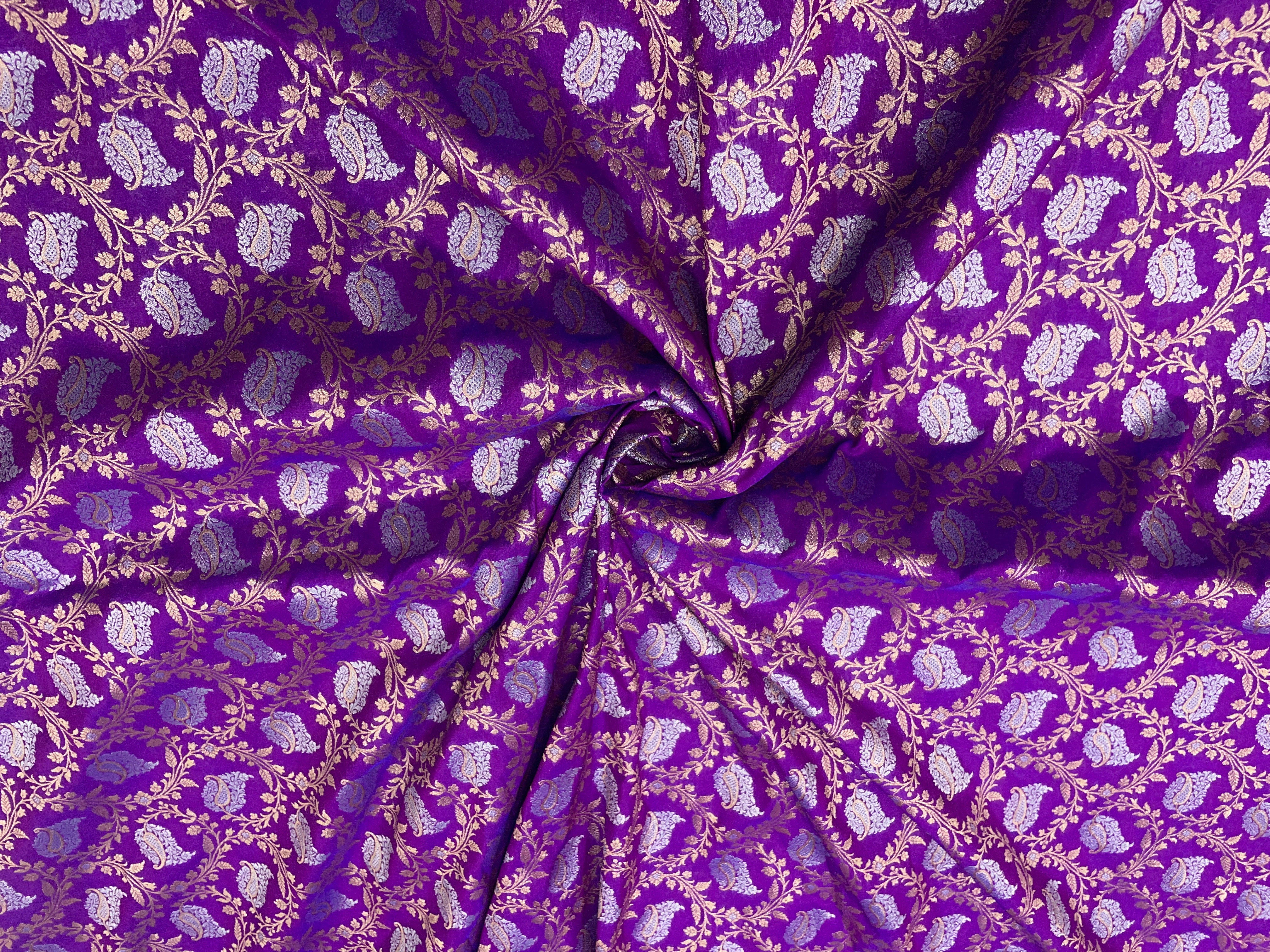 Royal Purple Floral Semi Soft Brocade Fabric