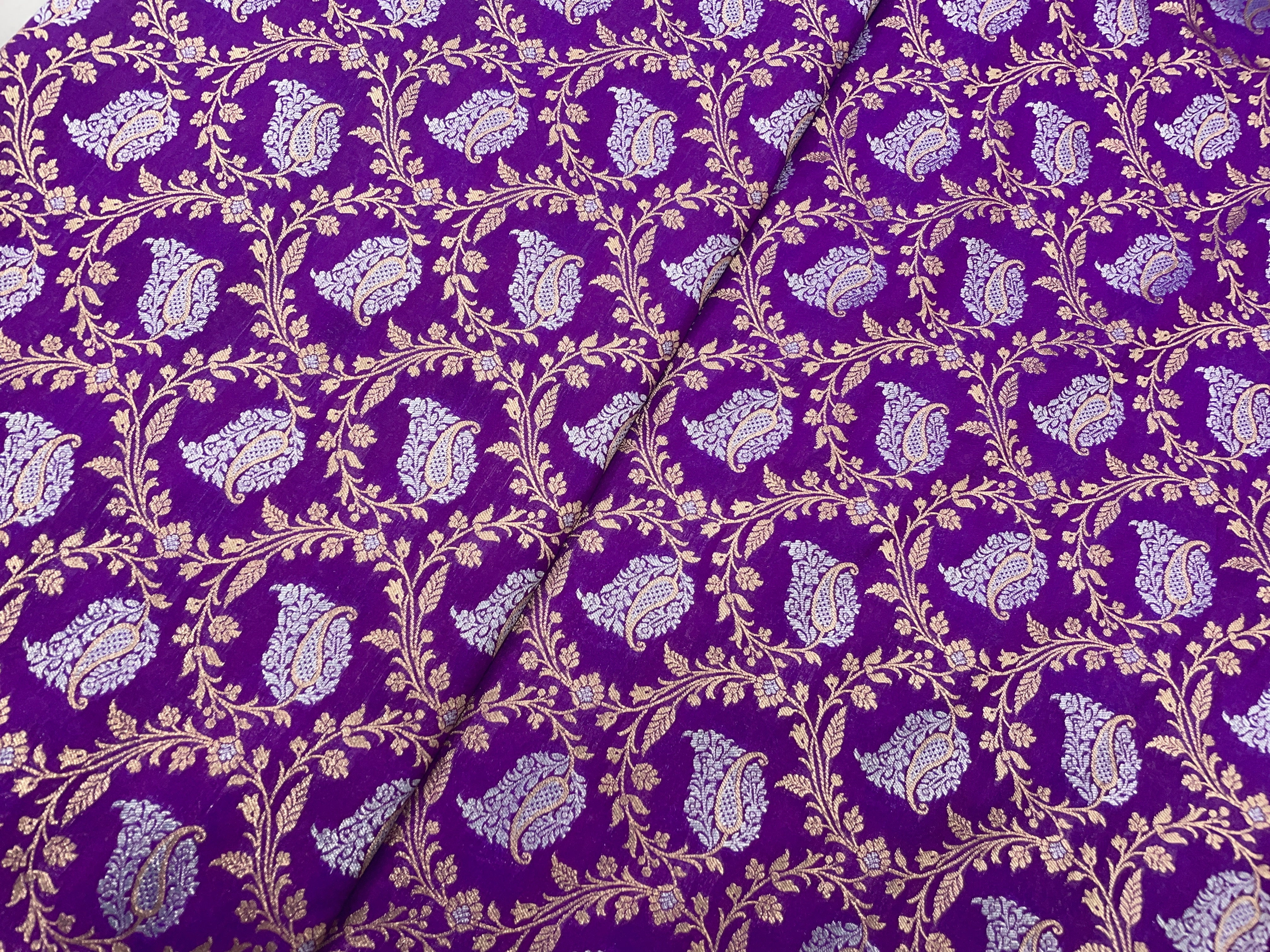 Royal Purple Floral Semi Soft Brocade Fabric