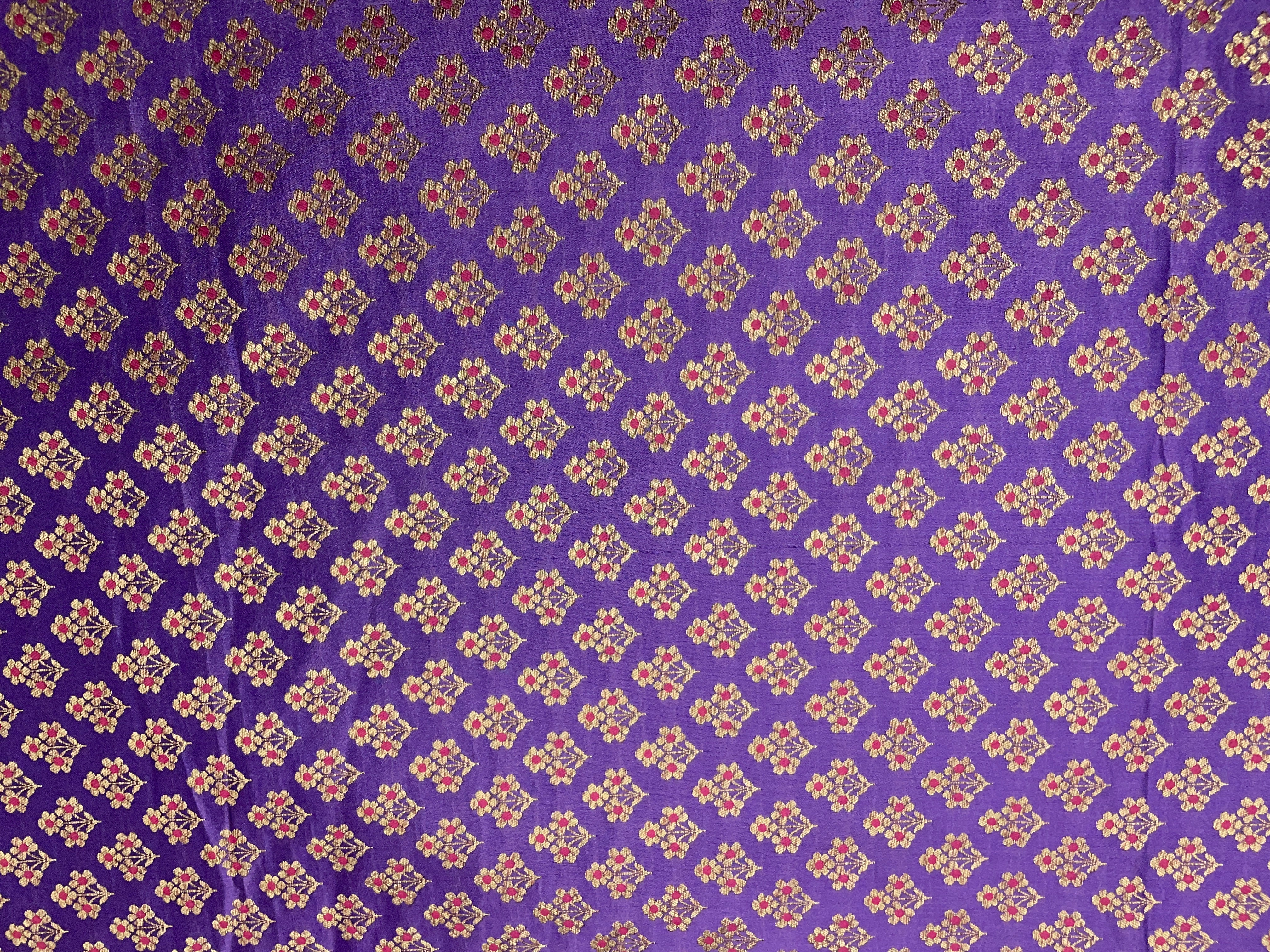 Purple Floral Semi Soft Brocade Fabric