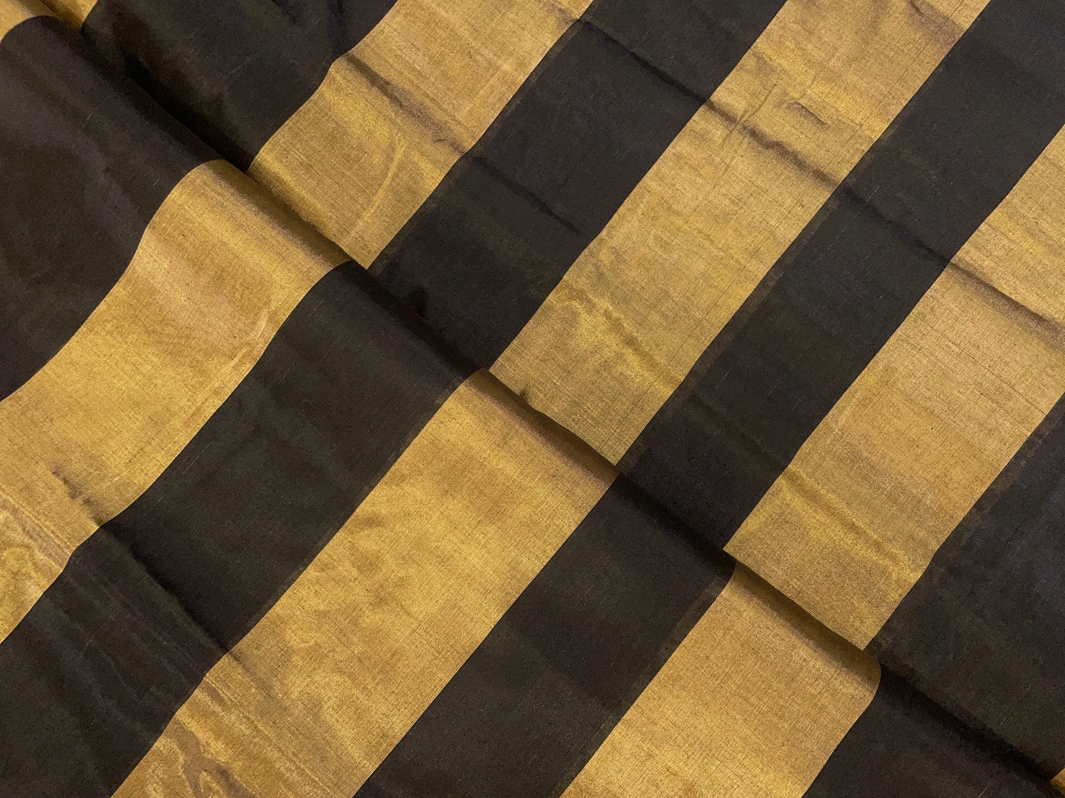 Gold & Black Stripes Pure Tissue Fabric