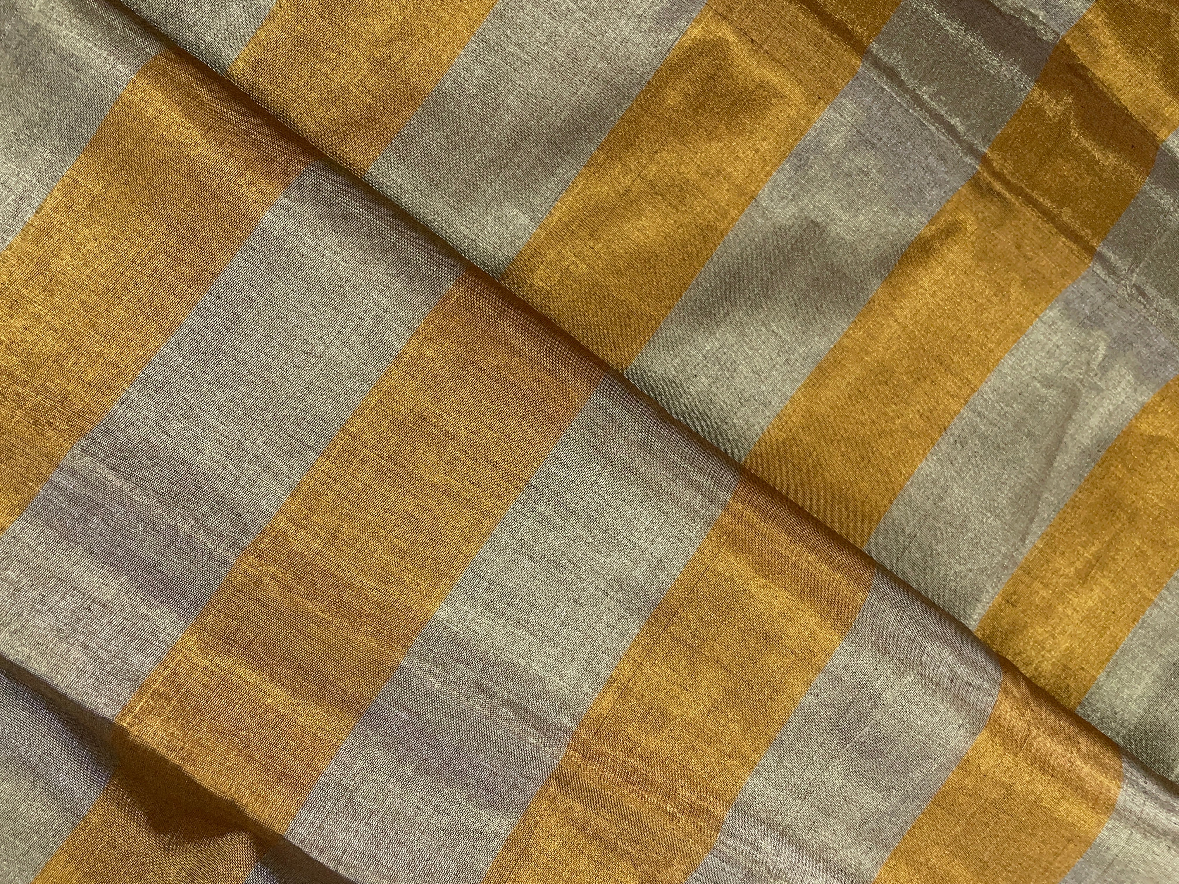 Gold Stripes Pure Tissue Fabric