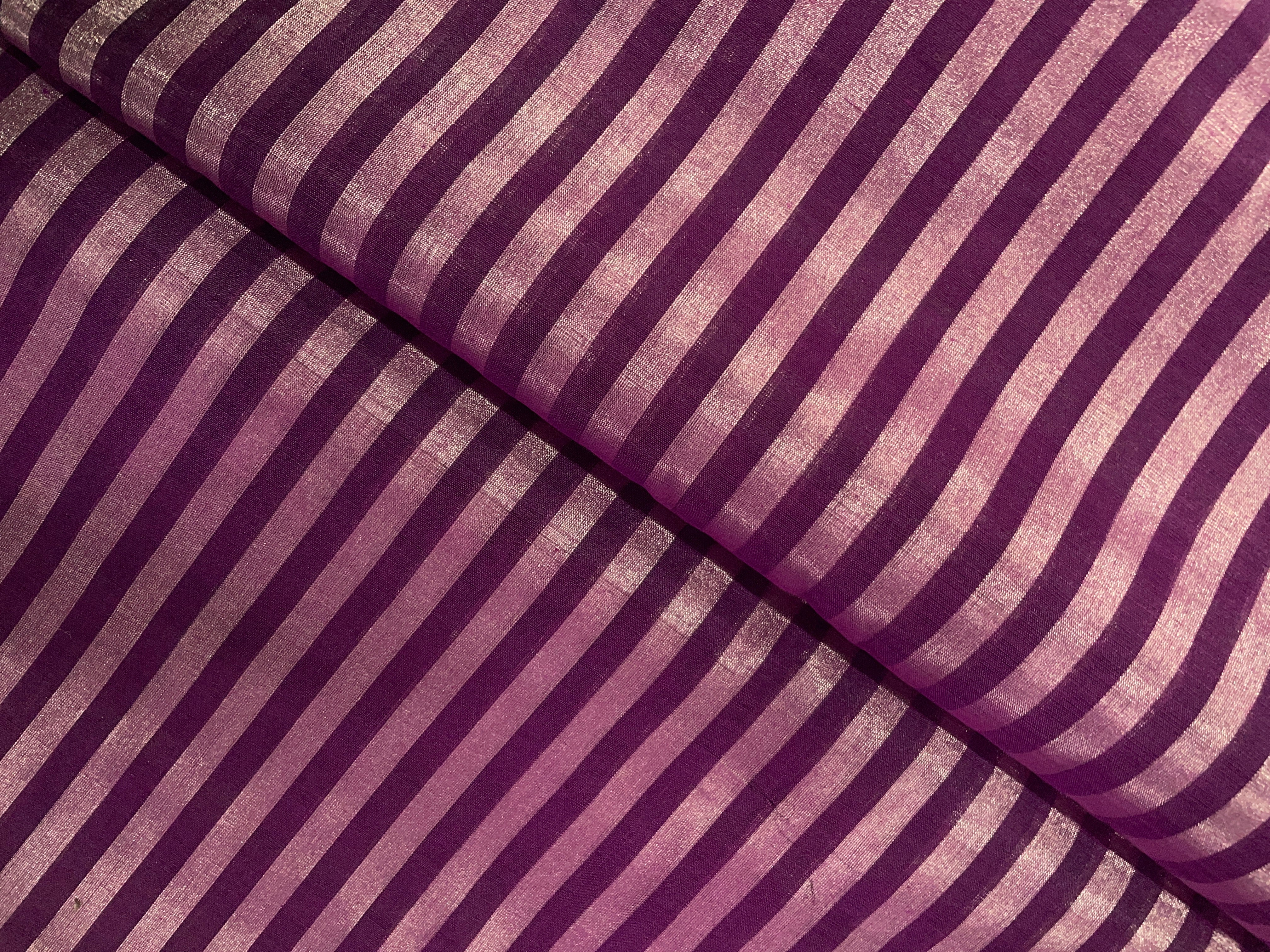 Purple Stripes Pure Tissue Fabric