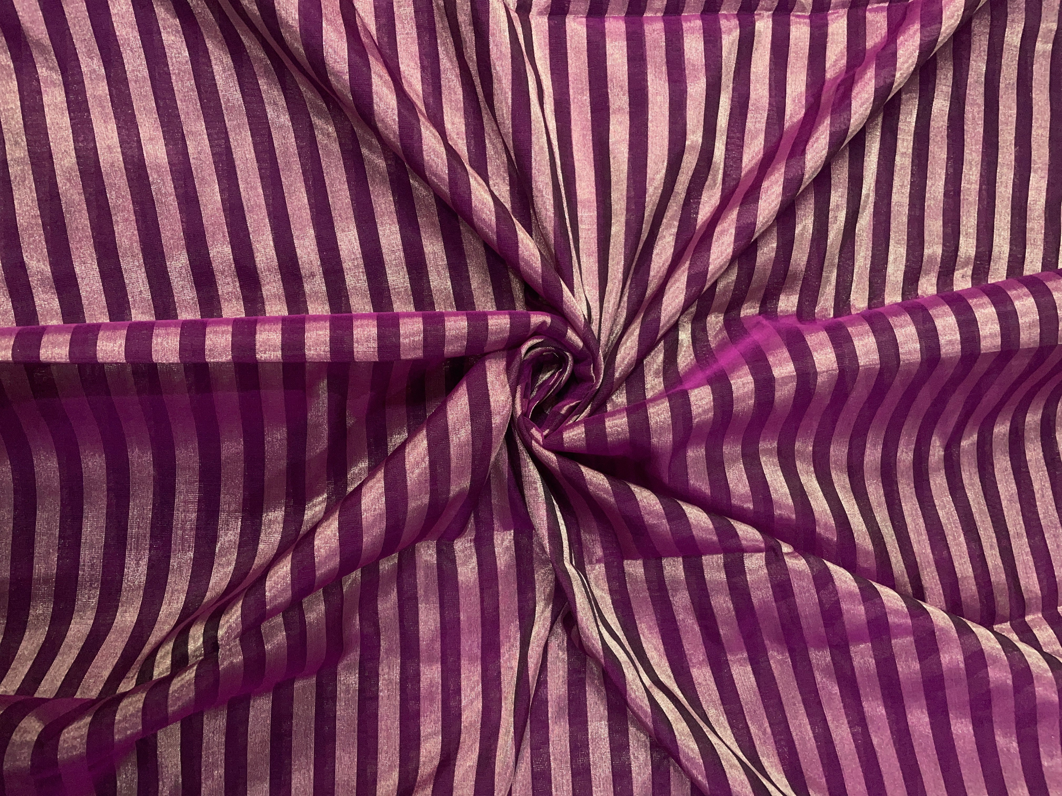 Purple Stripes Pure Tissue Fabric