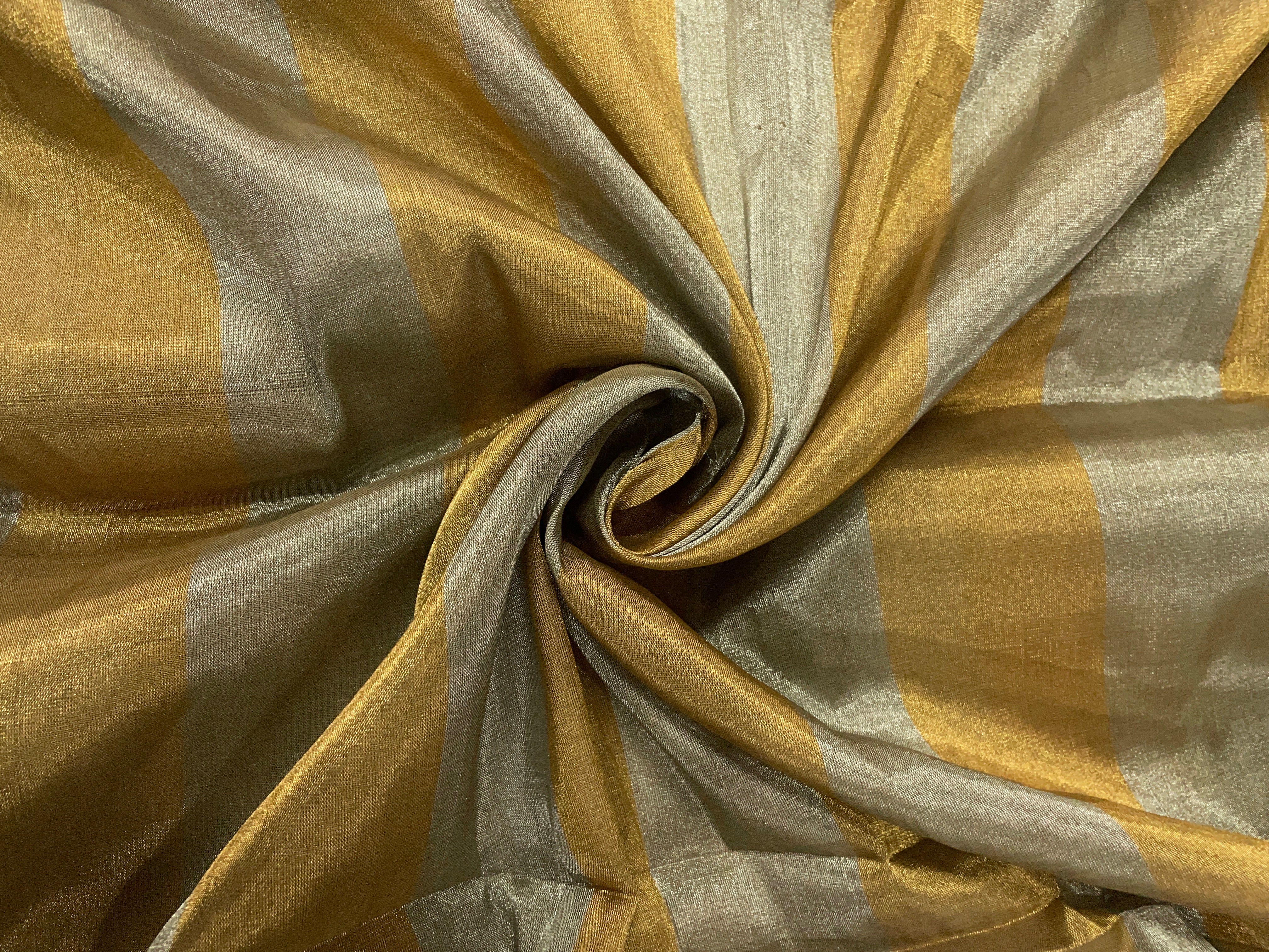 Gold Stripes Pure Tissue Fabric