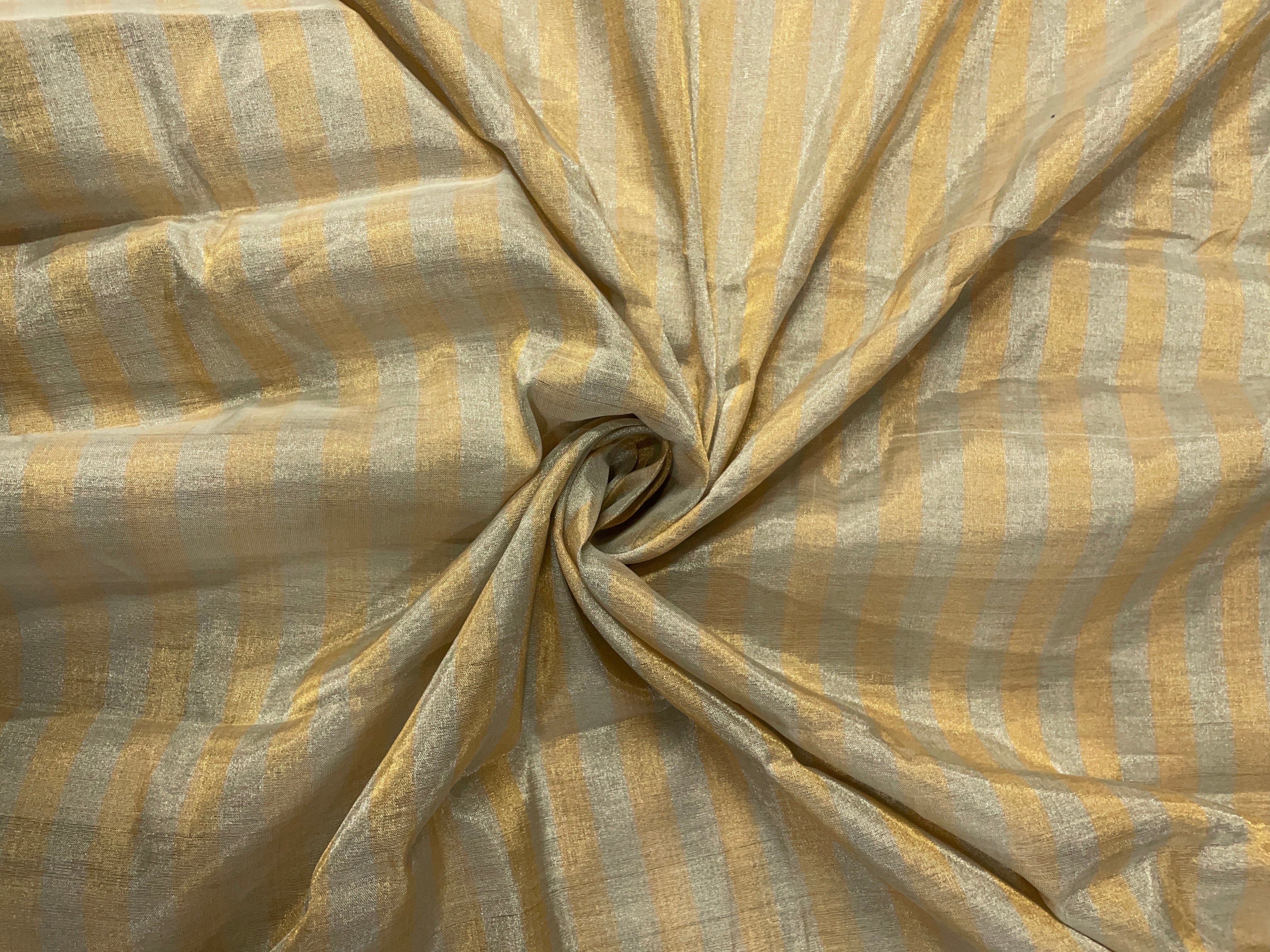 Ligth Gold Stripes Pure Tissue Fabric