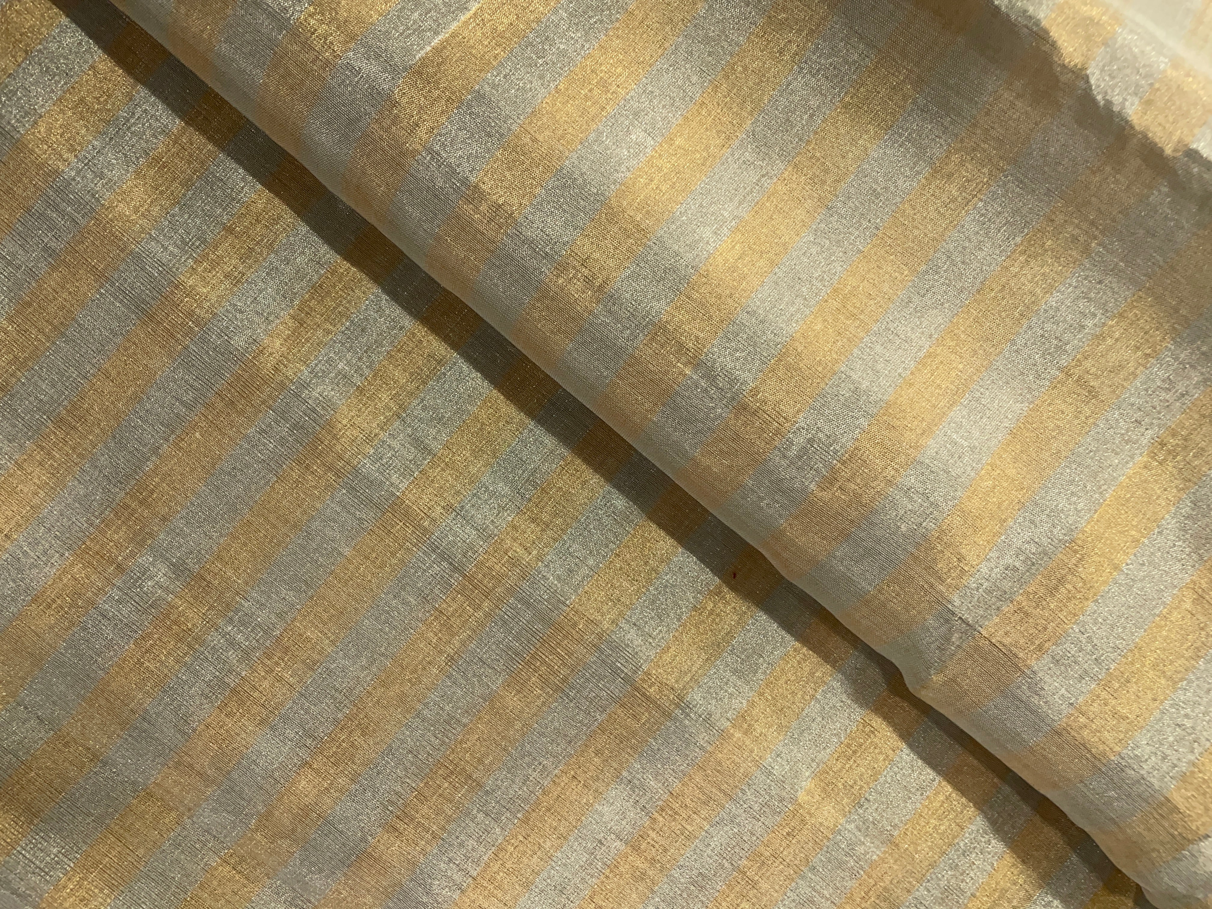 Ligth Gold Stripes Pure Tissue Fabric