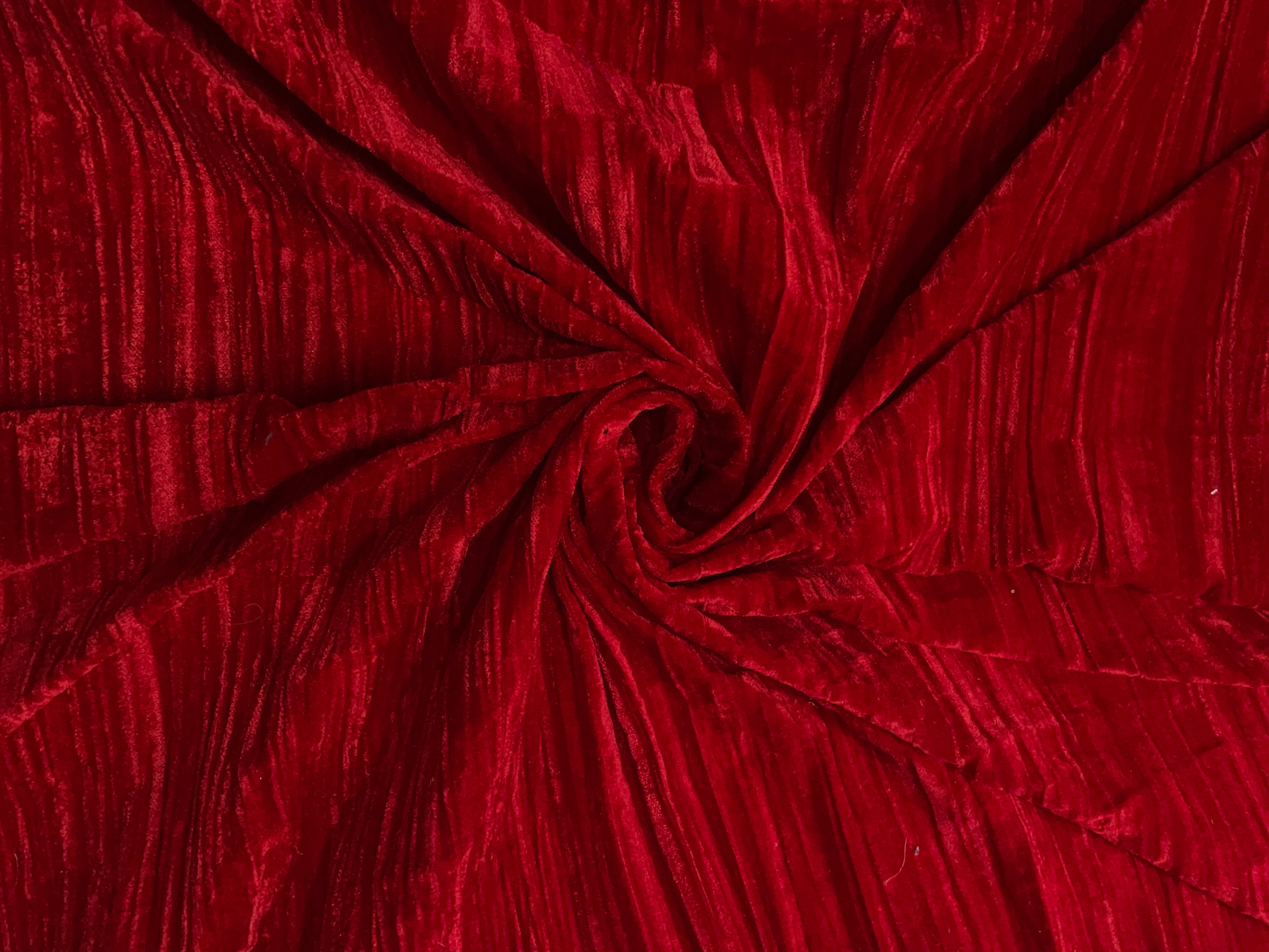 Red Color Crush Velvet Fabric