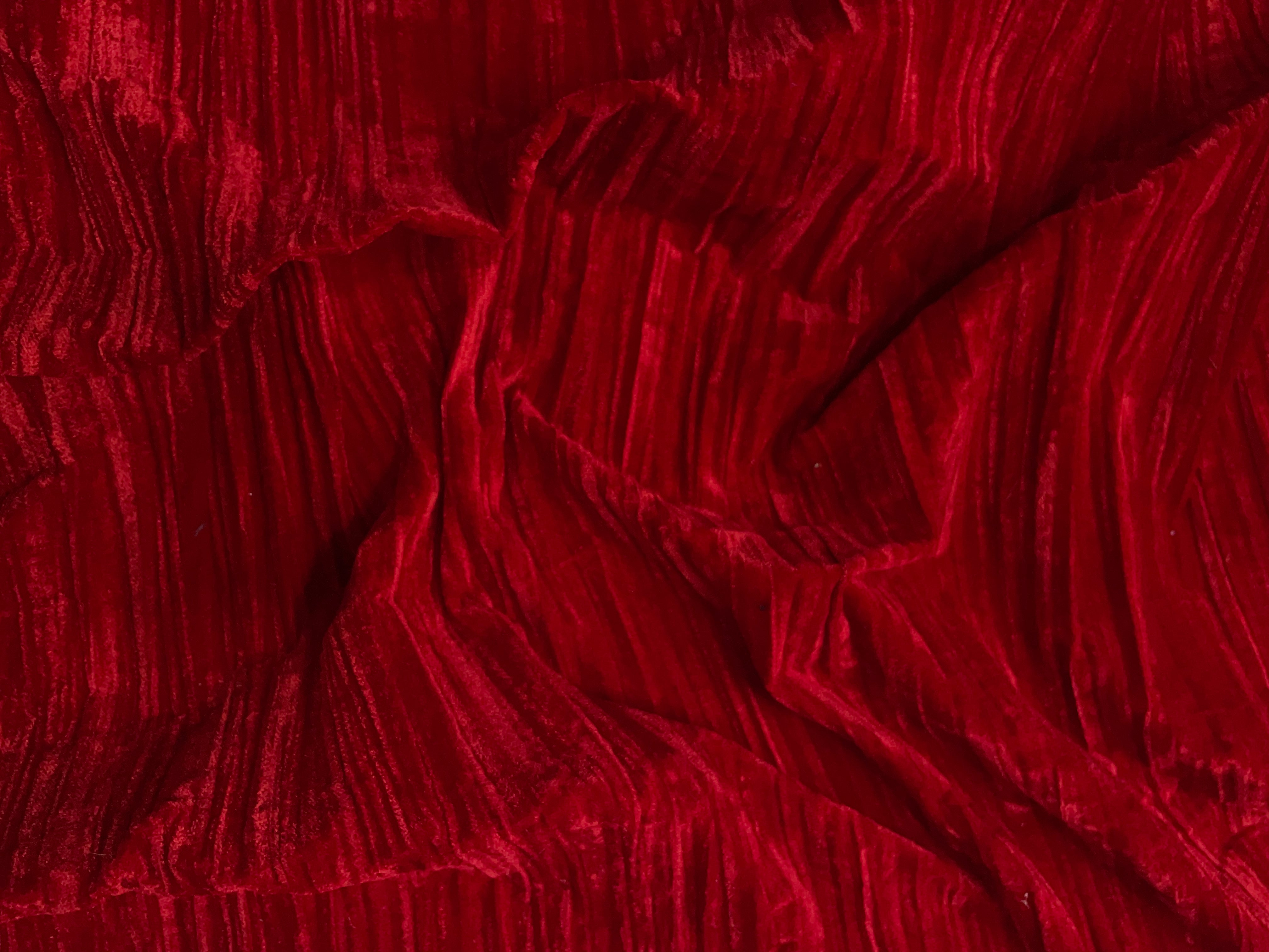 Red Color Crush Velvet Fabric