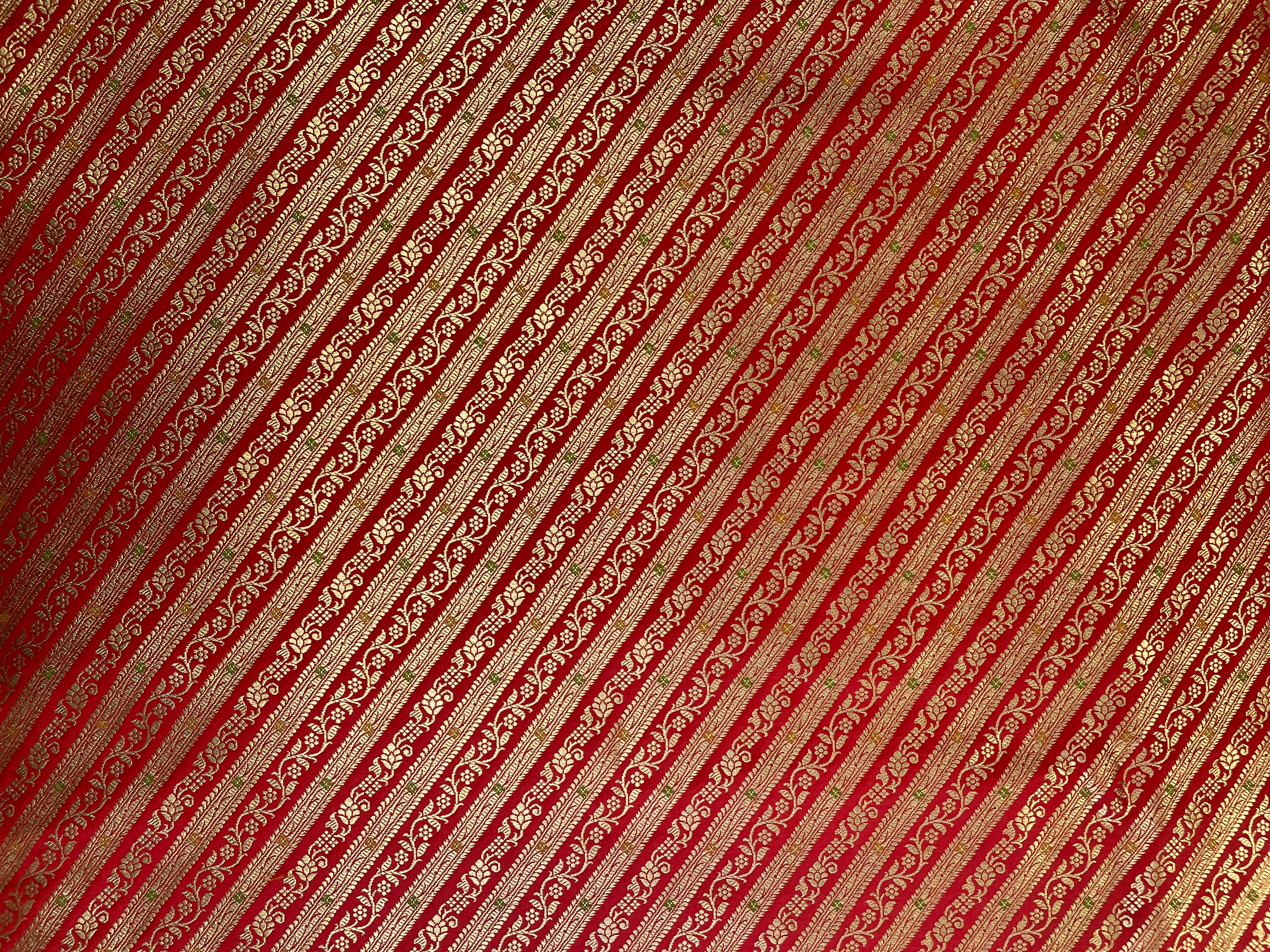 Red Stripes Semi Brocade Fabric