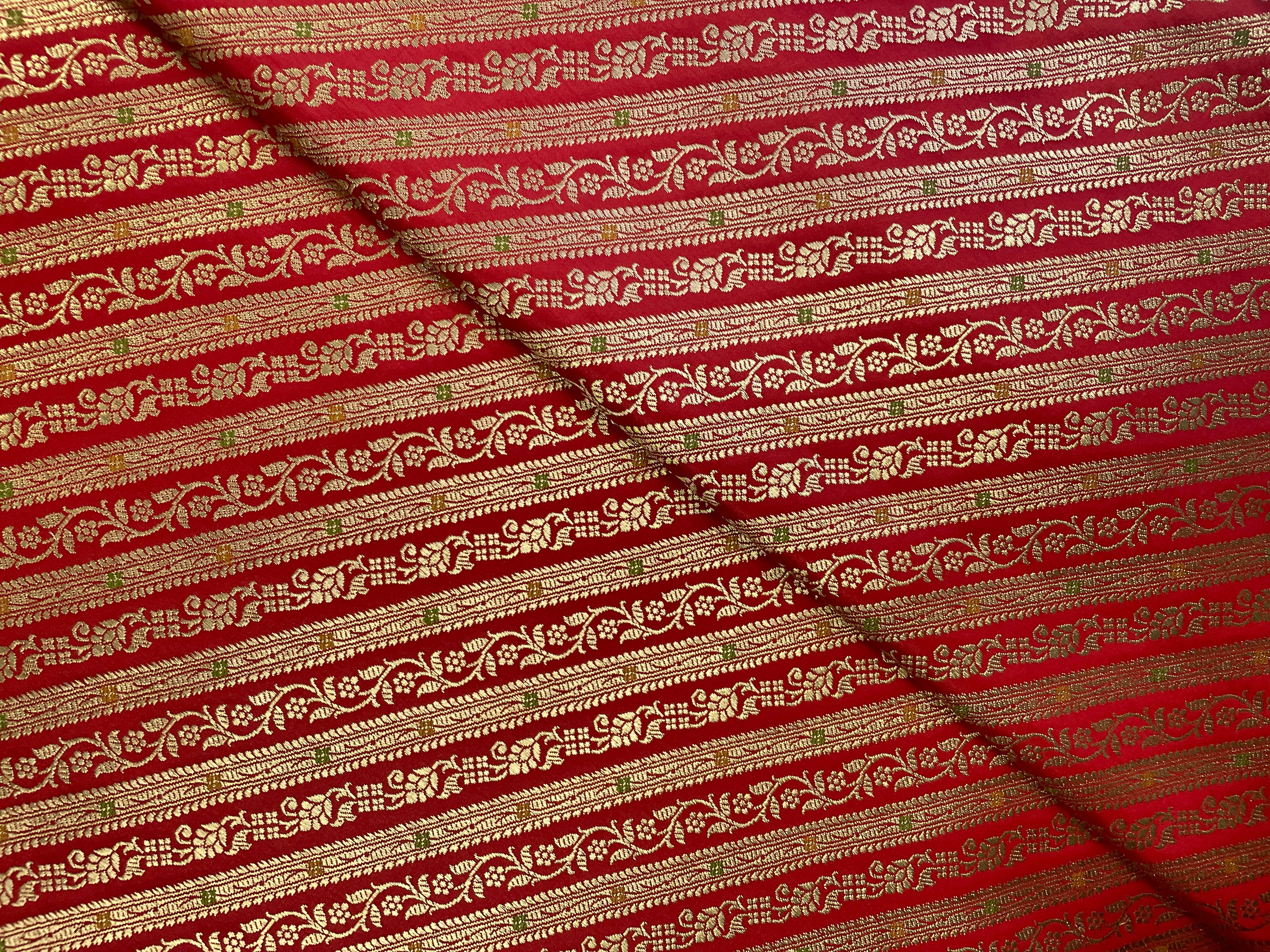 Red Stripes Semi Brocade Fabric