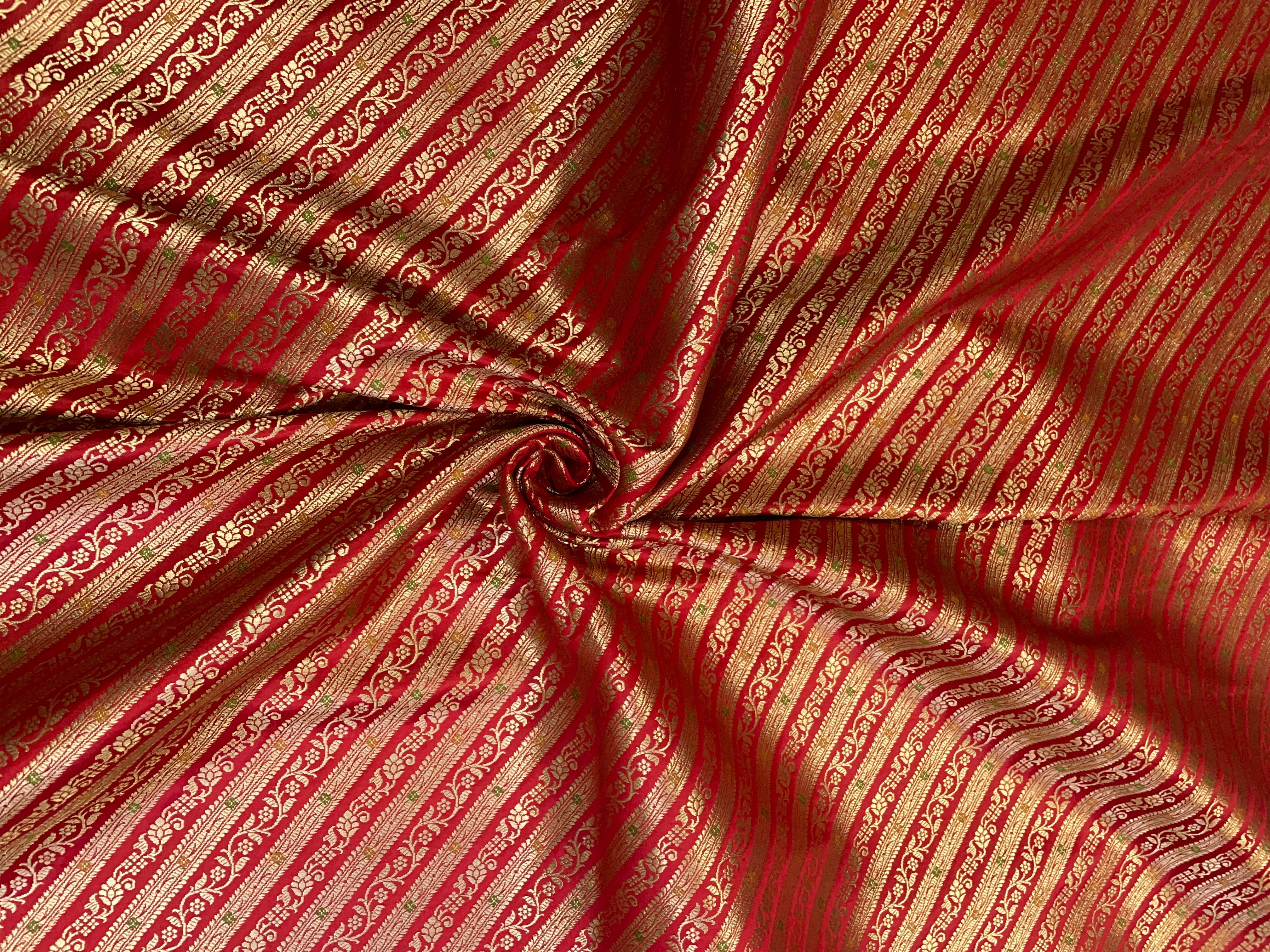 Red Stripes Semi Brocade Fabric