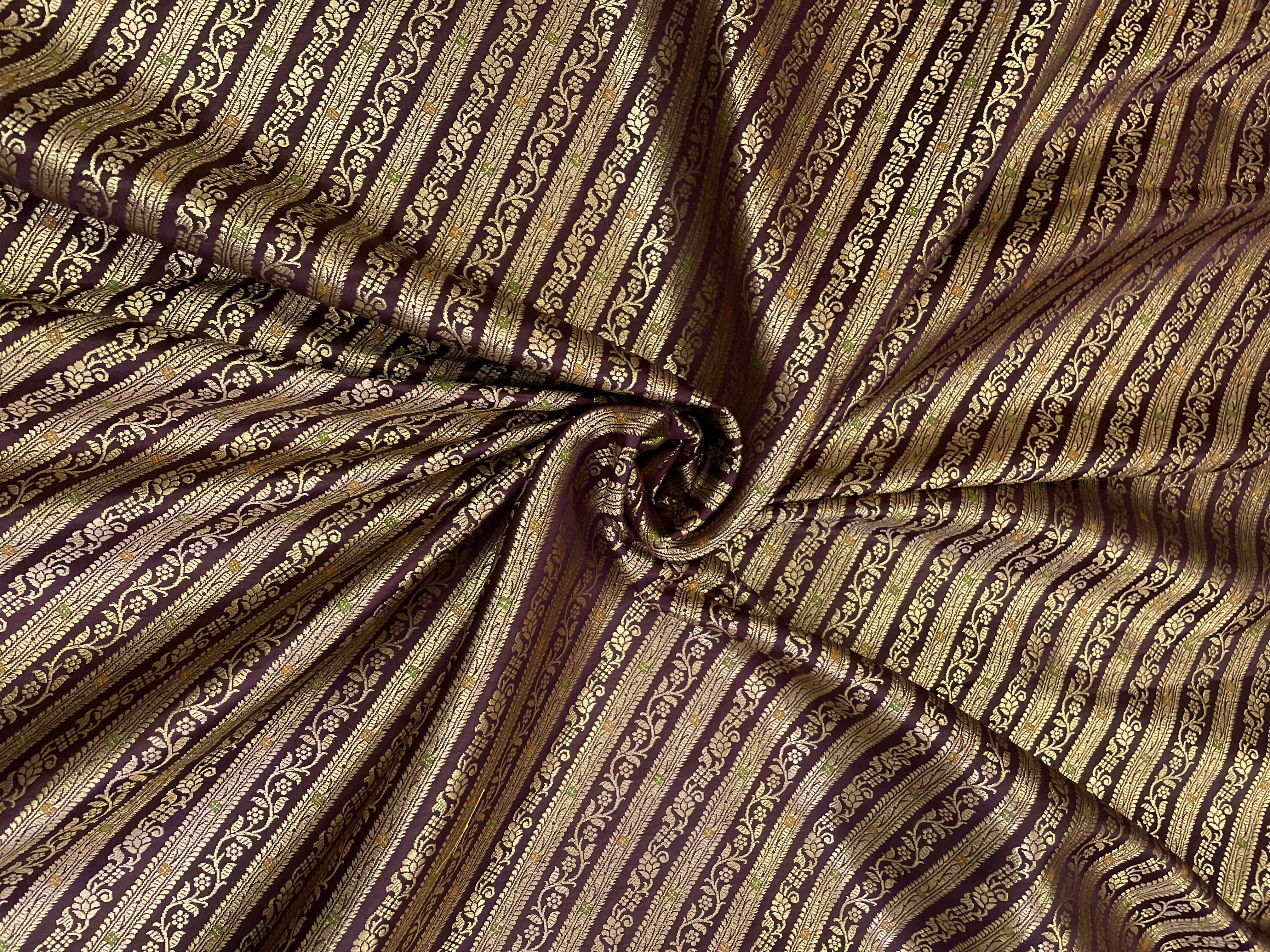 Wine Stripes Semi Brocade Fabric