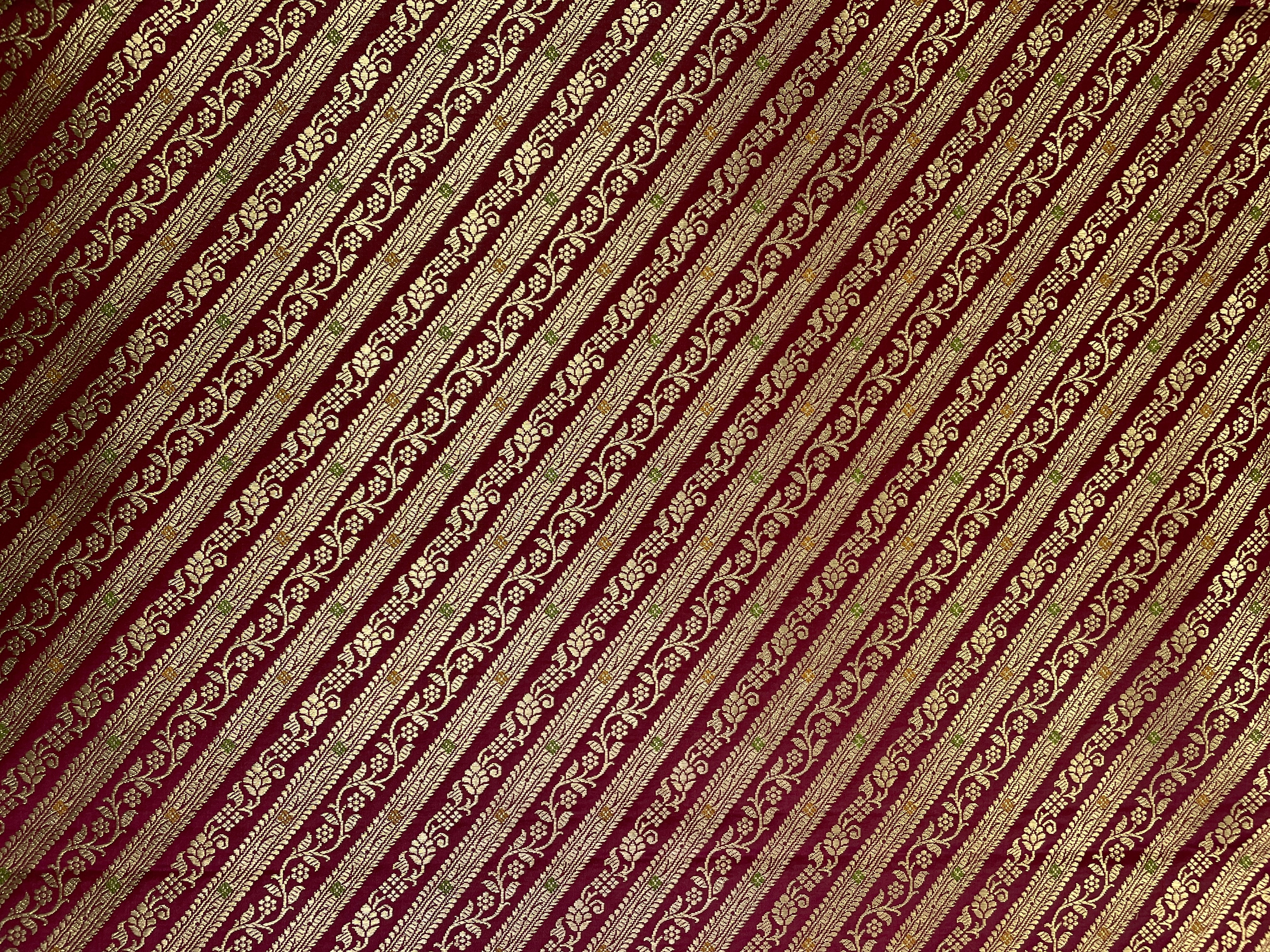 Maroon Stripes Semi Brocade Fabric