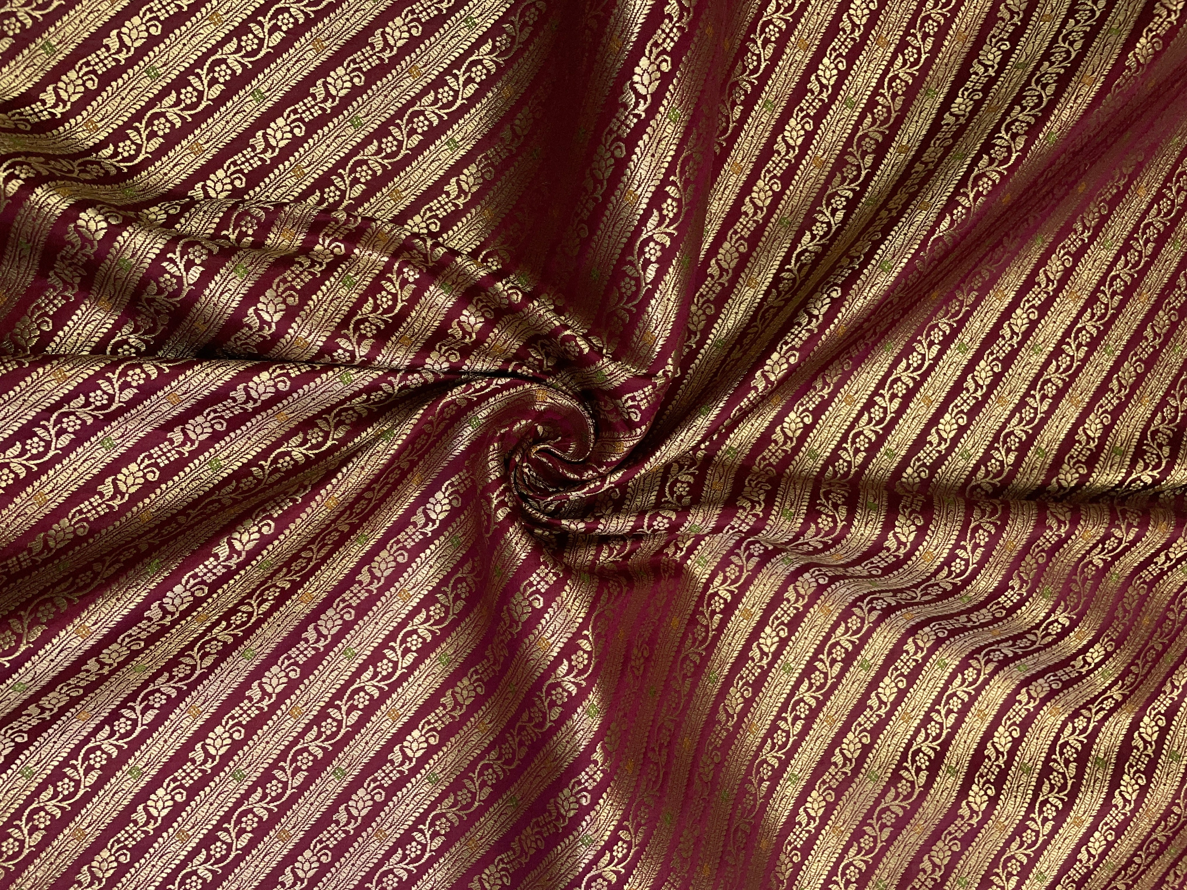 Maroon Stripes Semi Brocade Fabric