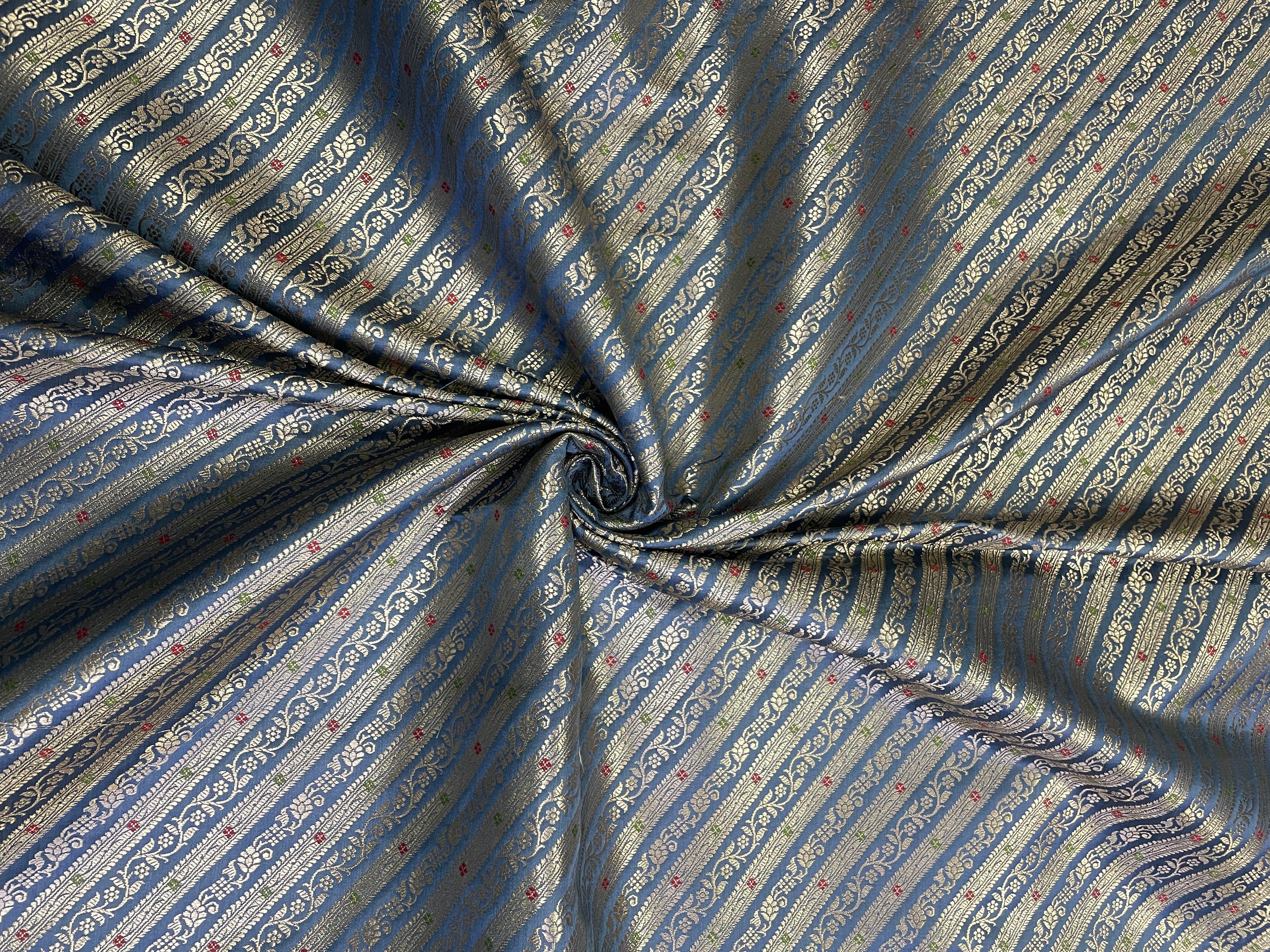 Grey Stripes Semi Brocade Fabric