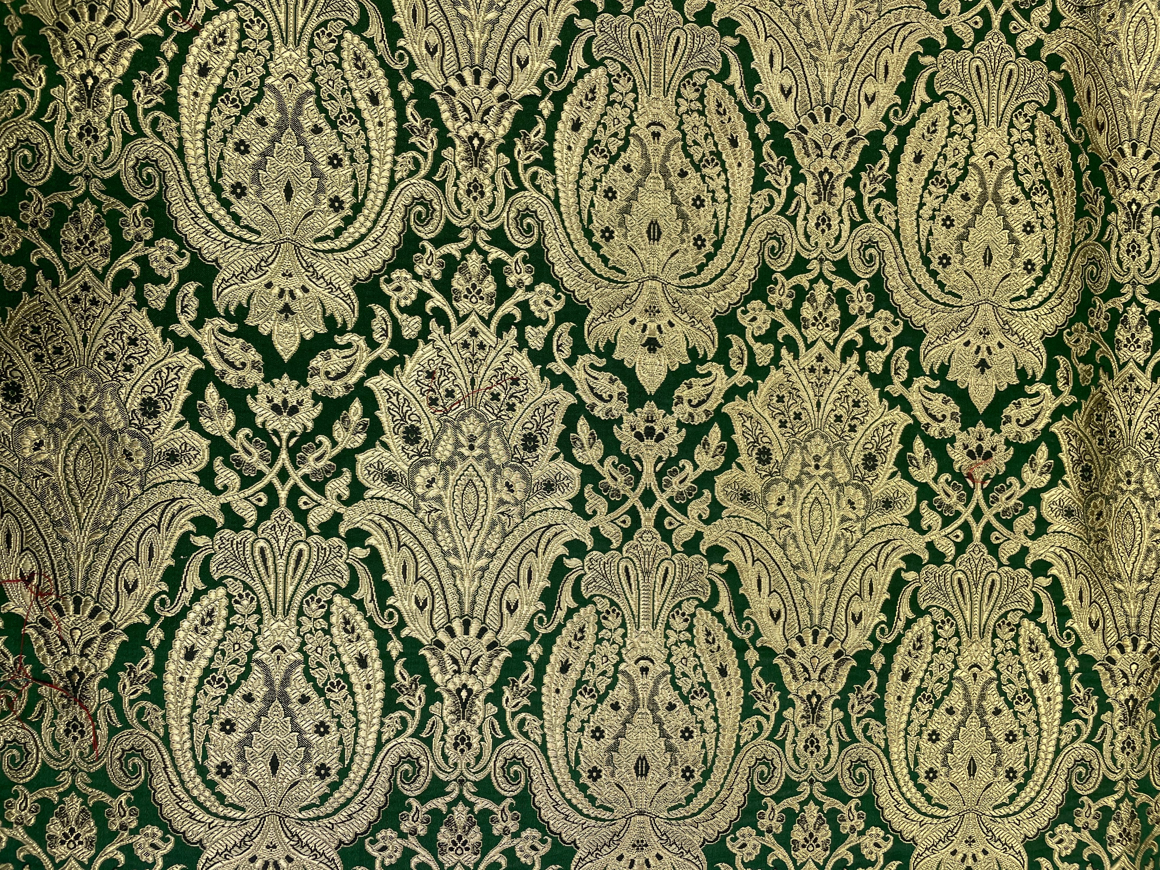 Bottle Green Floral Semi Brocade Fabric