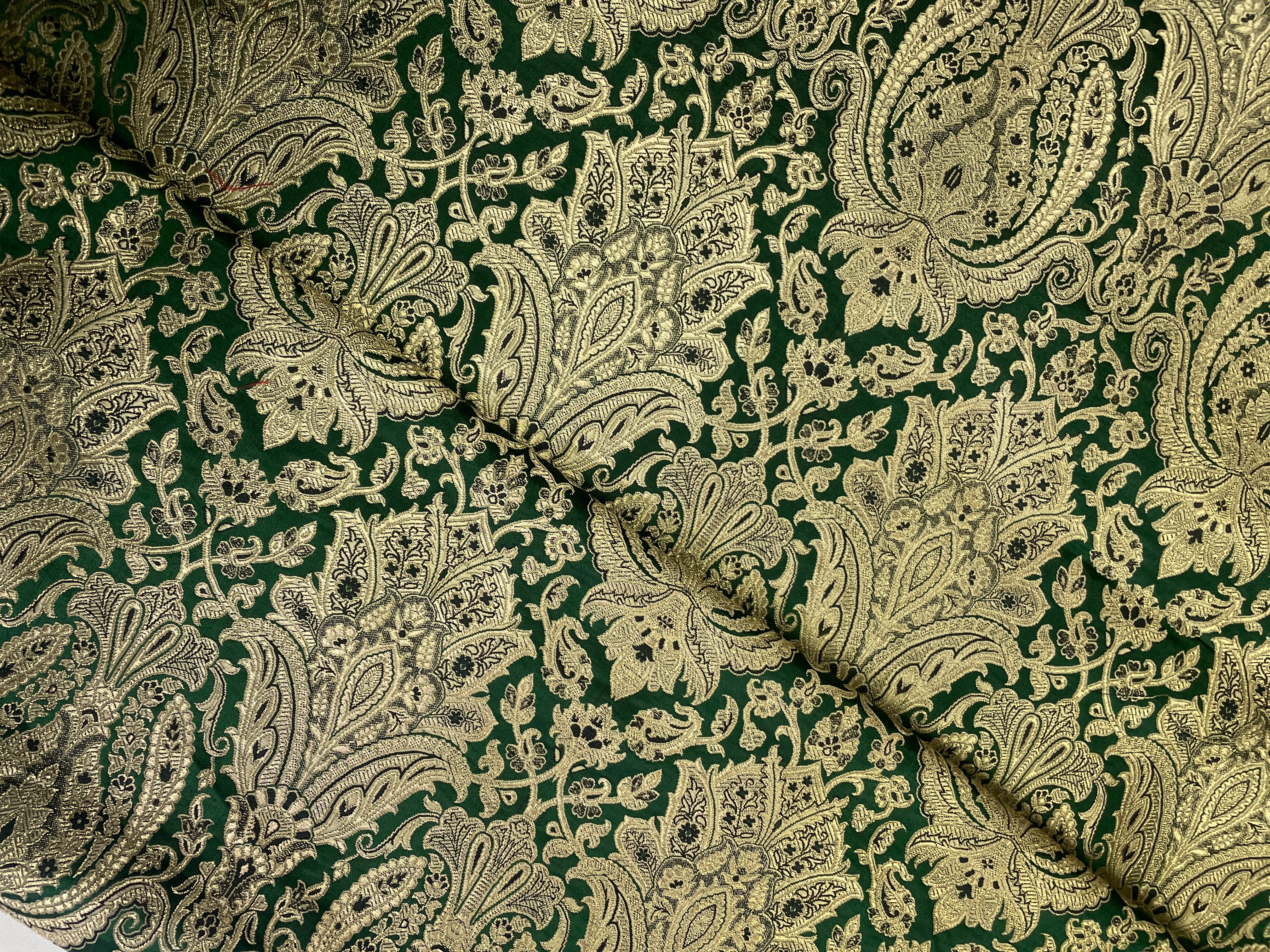 Bottle Green Floral Semi Brocade Fabric