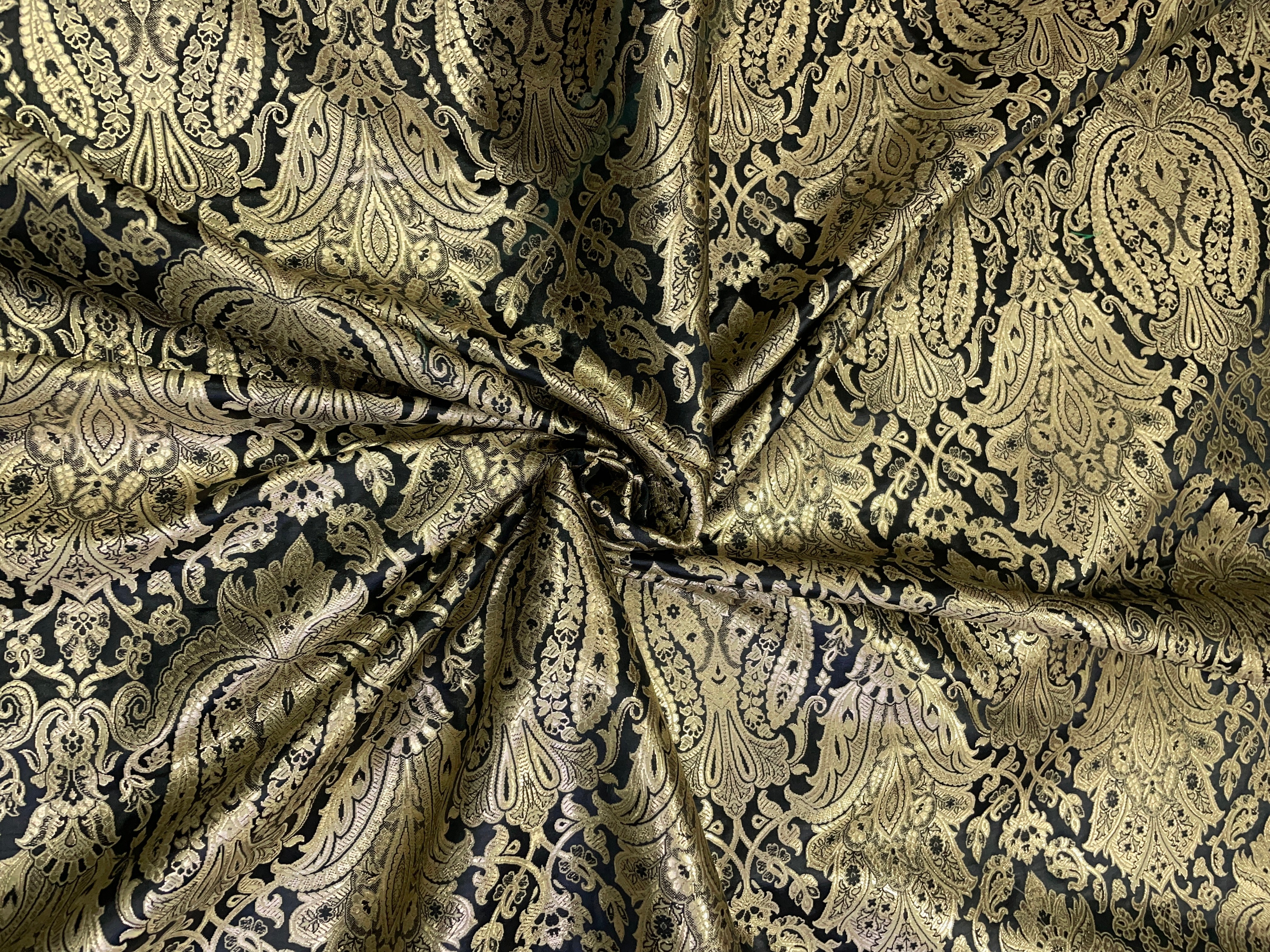 Black Floral Semi Brocade Fabric