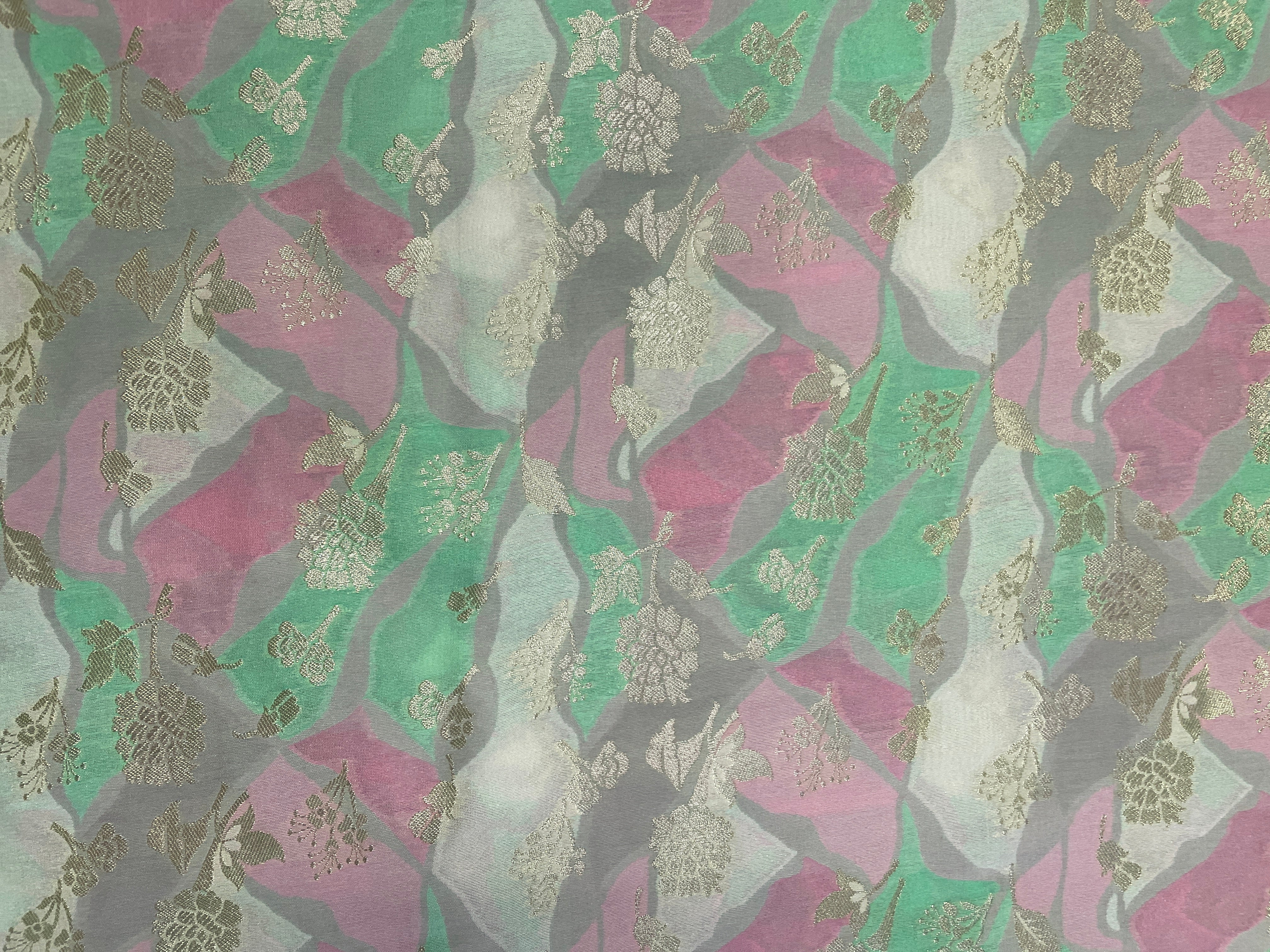 Multicolor Abstract Semi Brocade Fabric