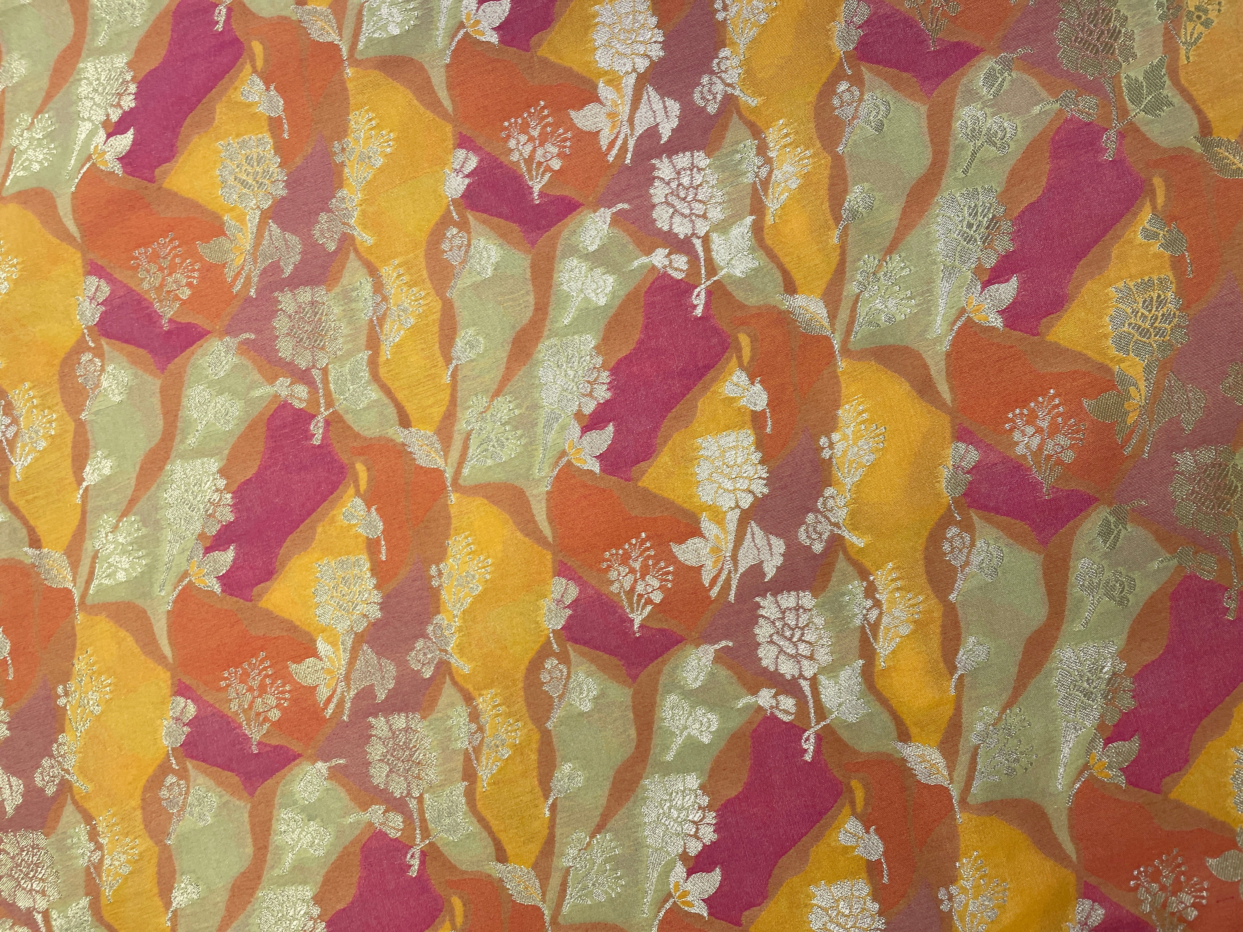 Multicolor Abstract Semi Brocade Fabric