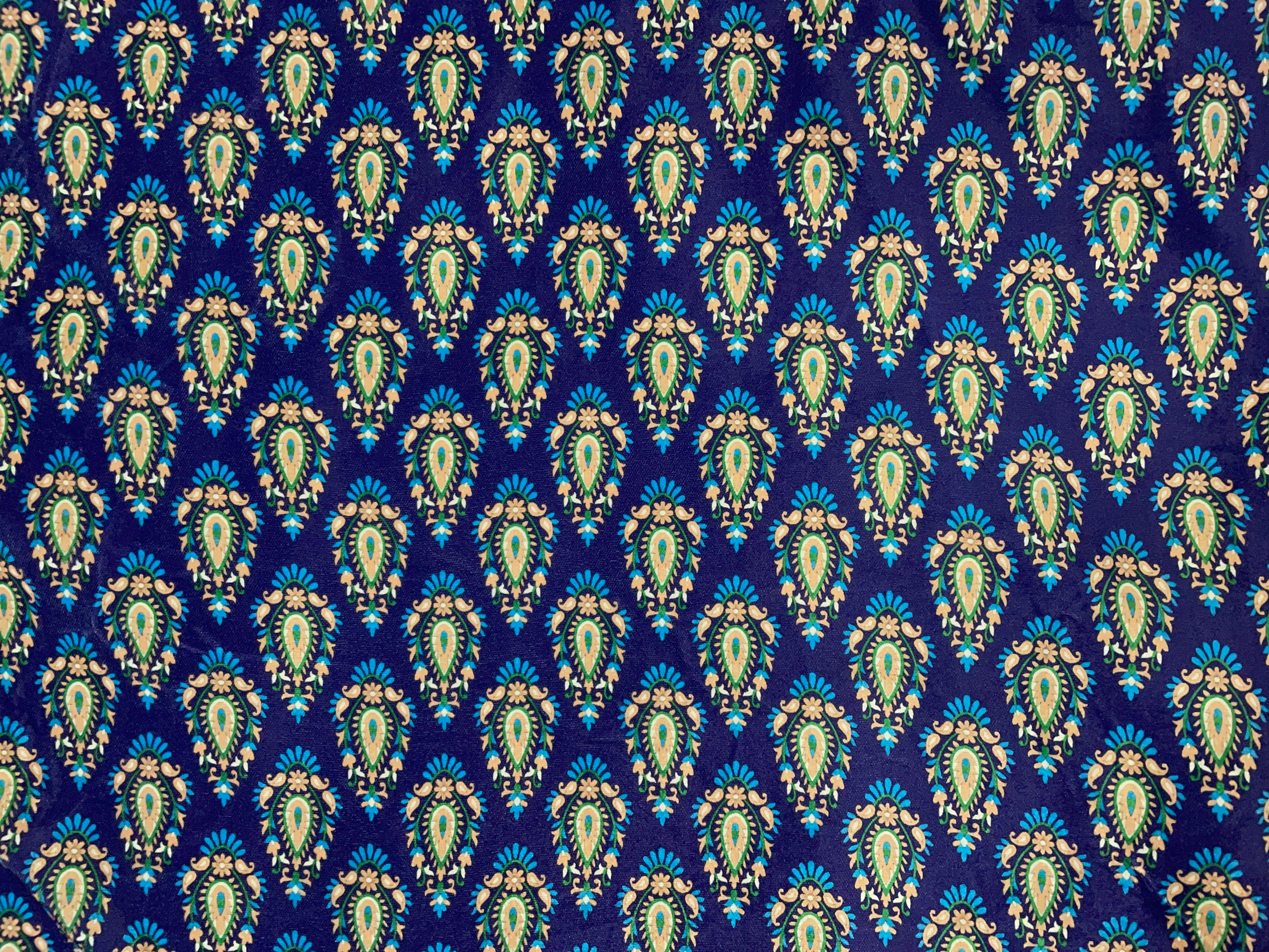 Navy Blue Floral Velvet Fabric