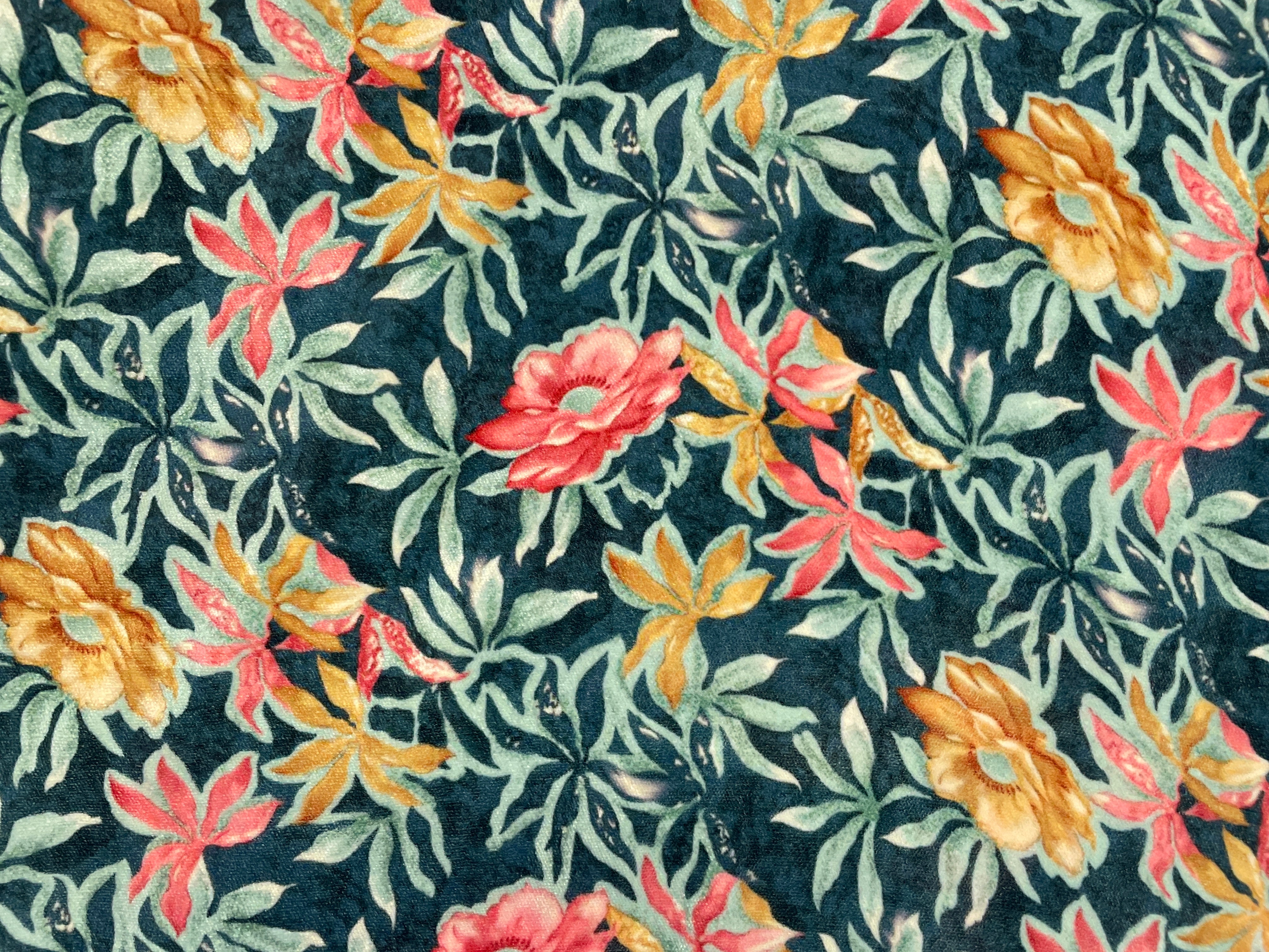 Multicolor Floral Velvet Fabric