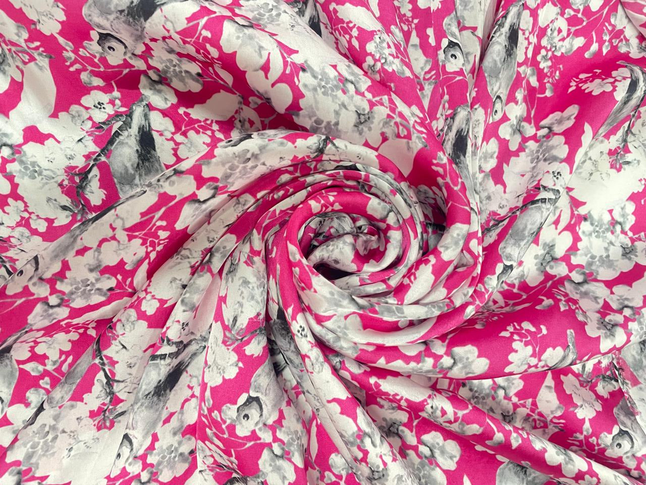 Multicolor Floral Printed Satin Fabric