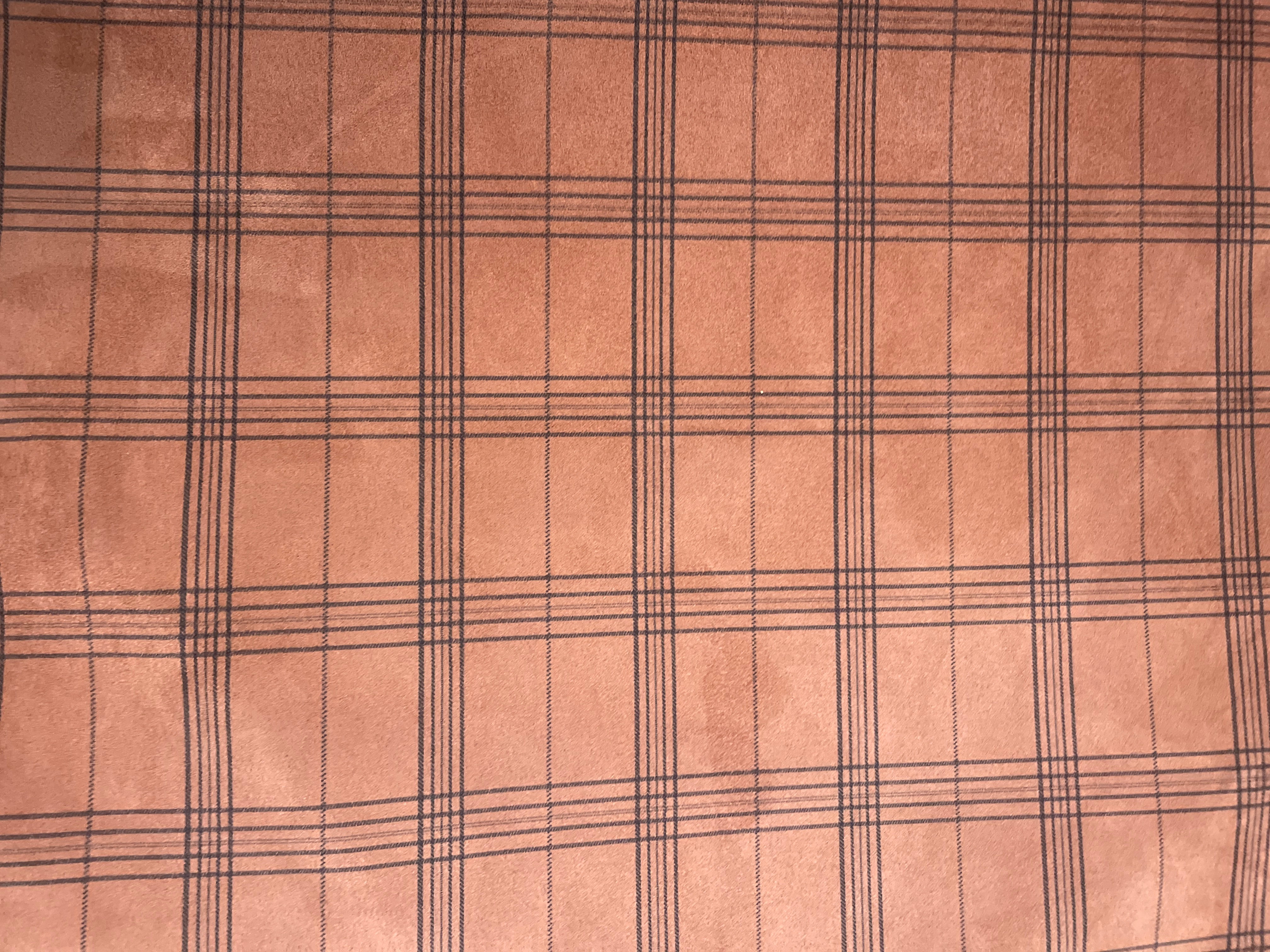 Brown Checks Suede Fabric