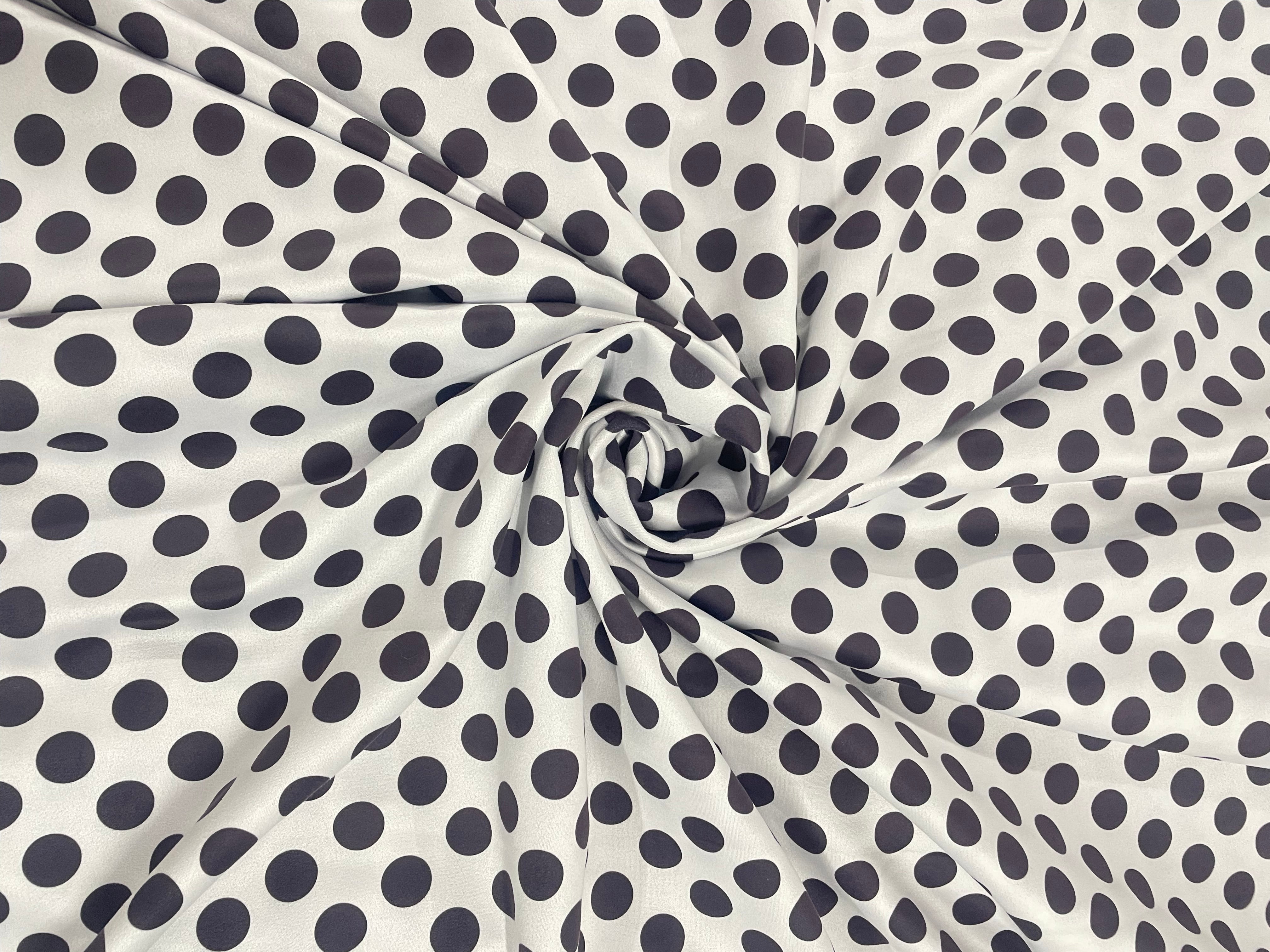 White Polka Dots Suede Fabric