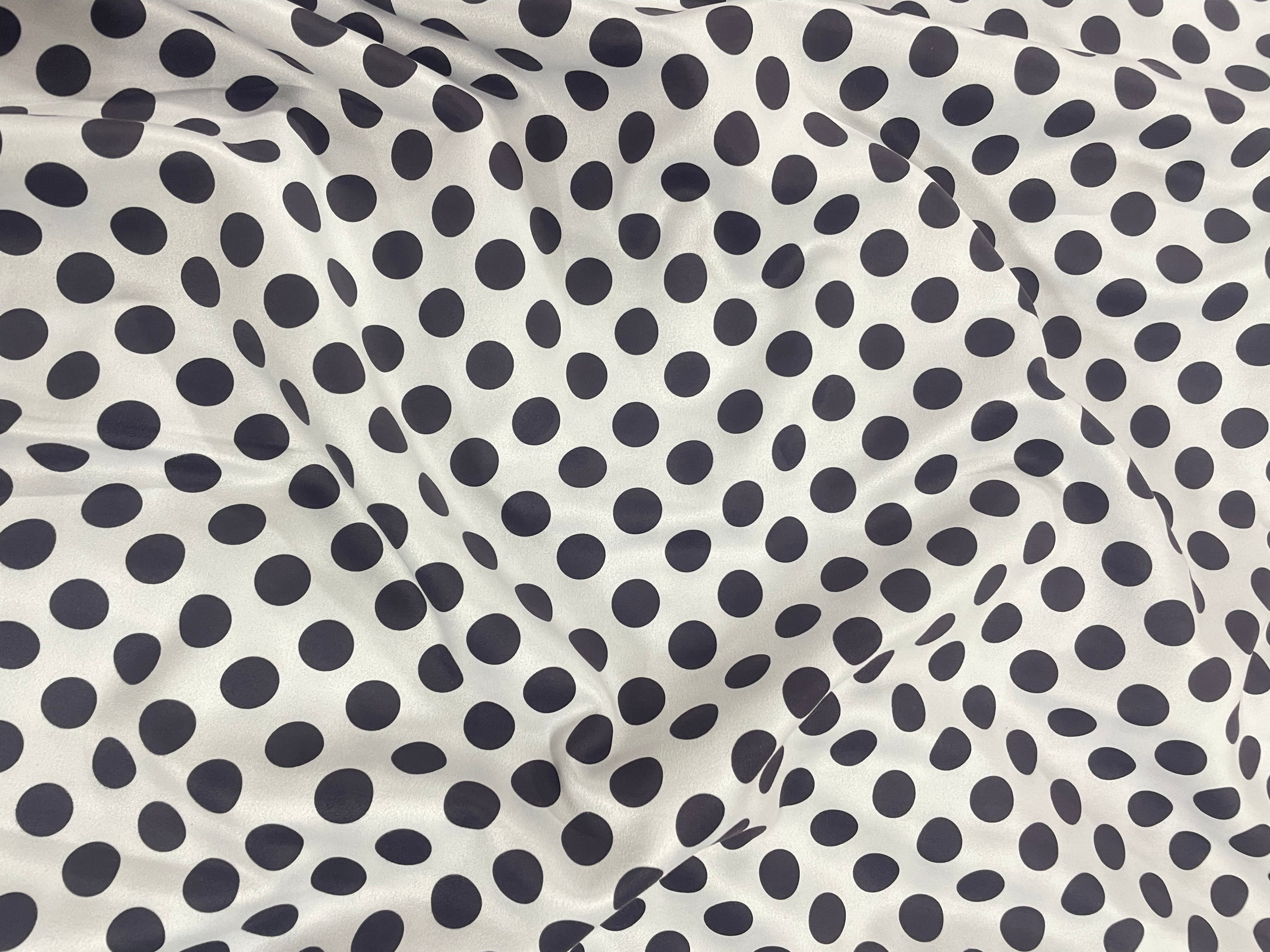 White Polka Dots Suede Fabric