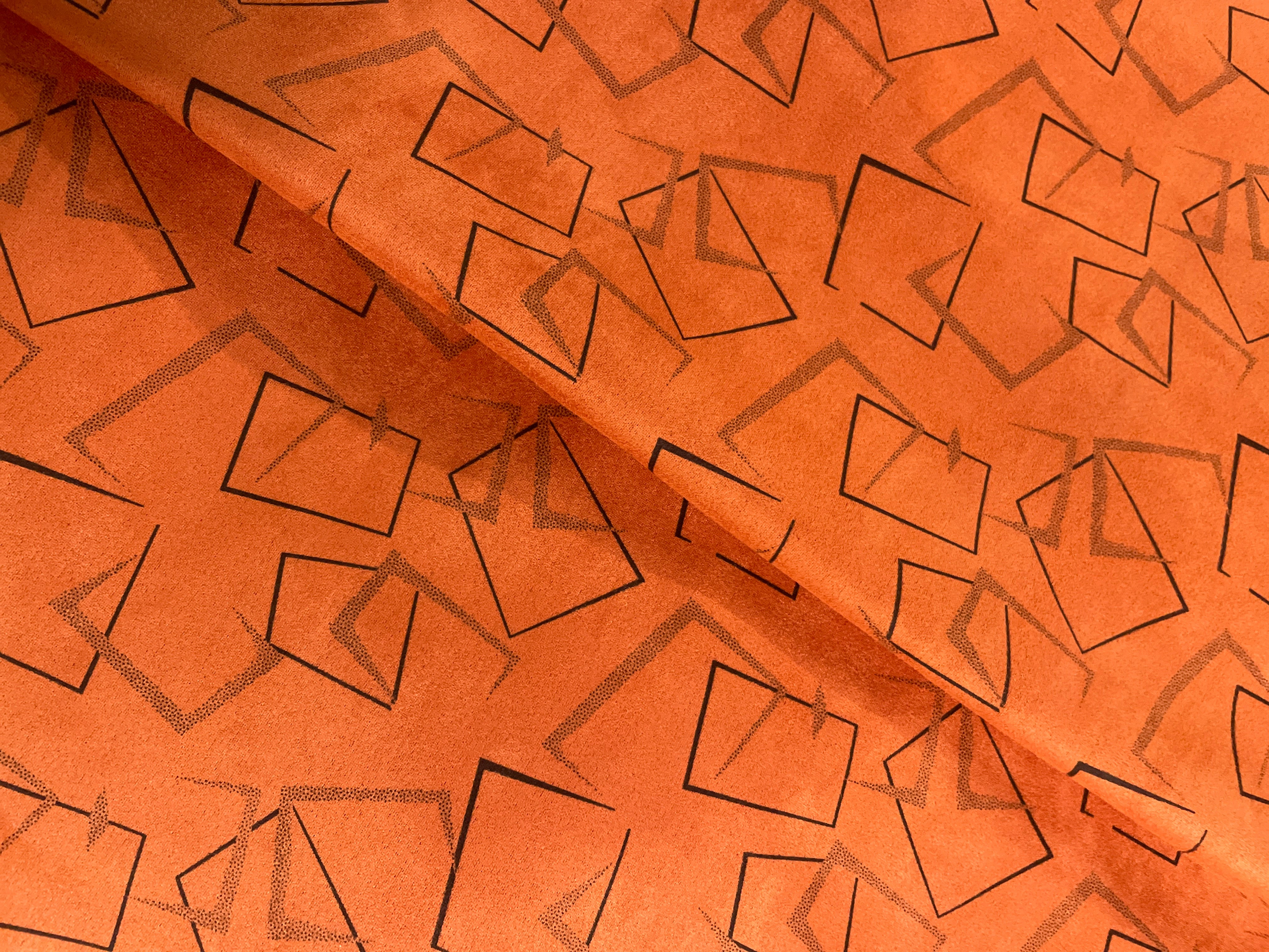 Orange Abstract Suede Fabric