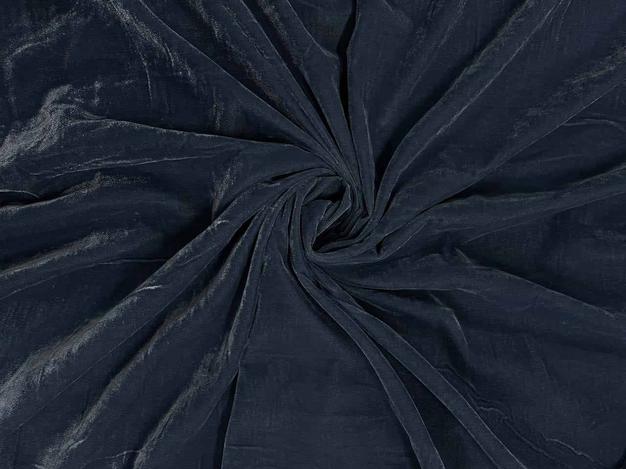 Dark Teal Blue Plain Velvet Fabric