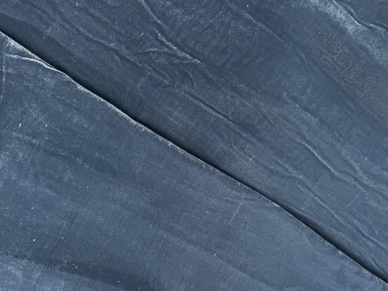 Dark Teal Blue Plain Velvet Fabric