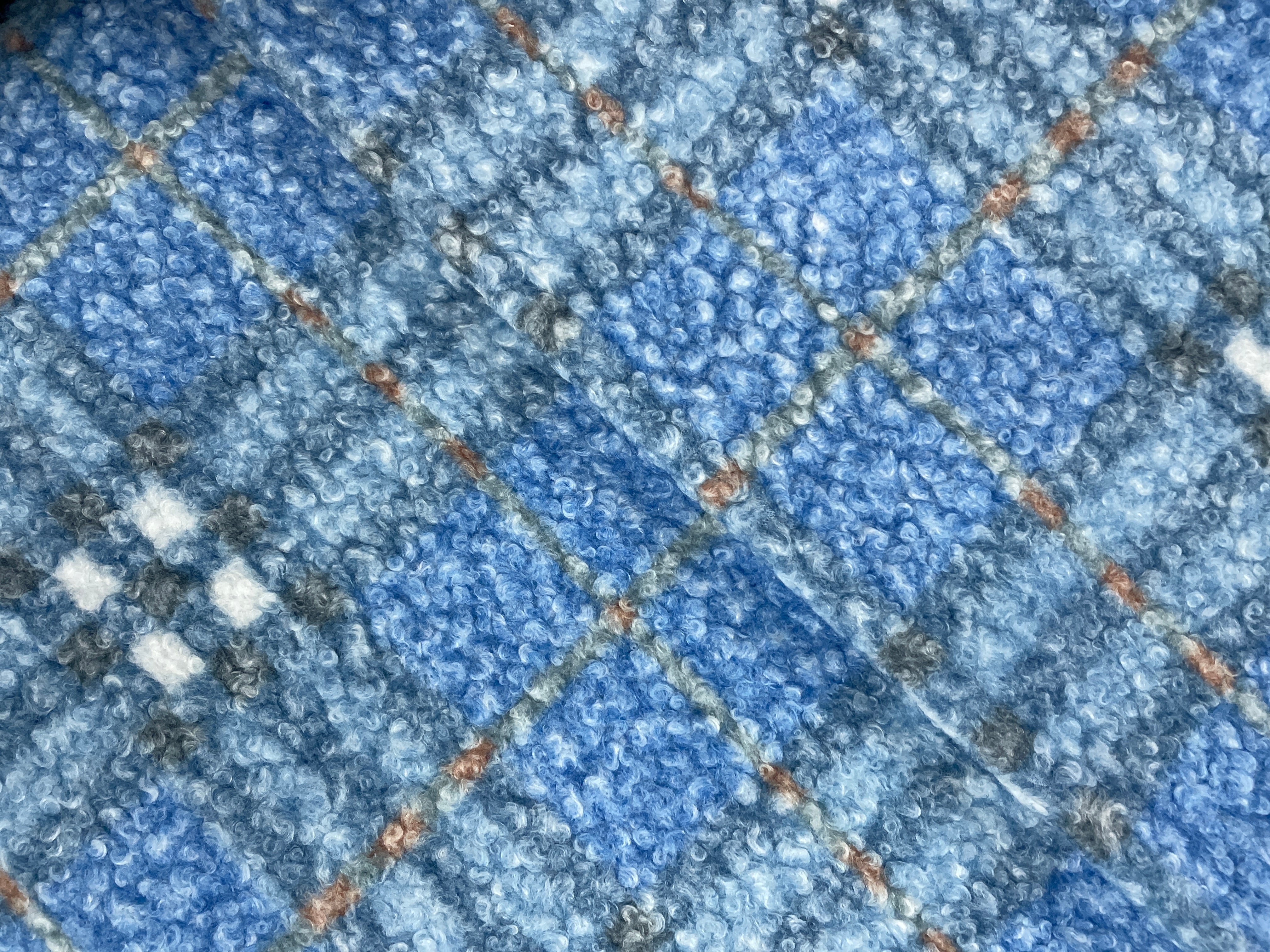 Sky Blue Checks Boucle Tweed Fabric