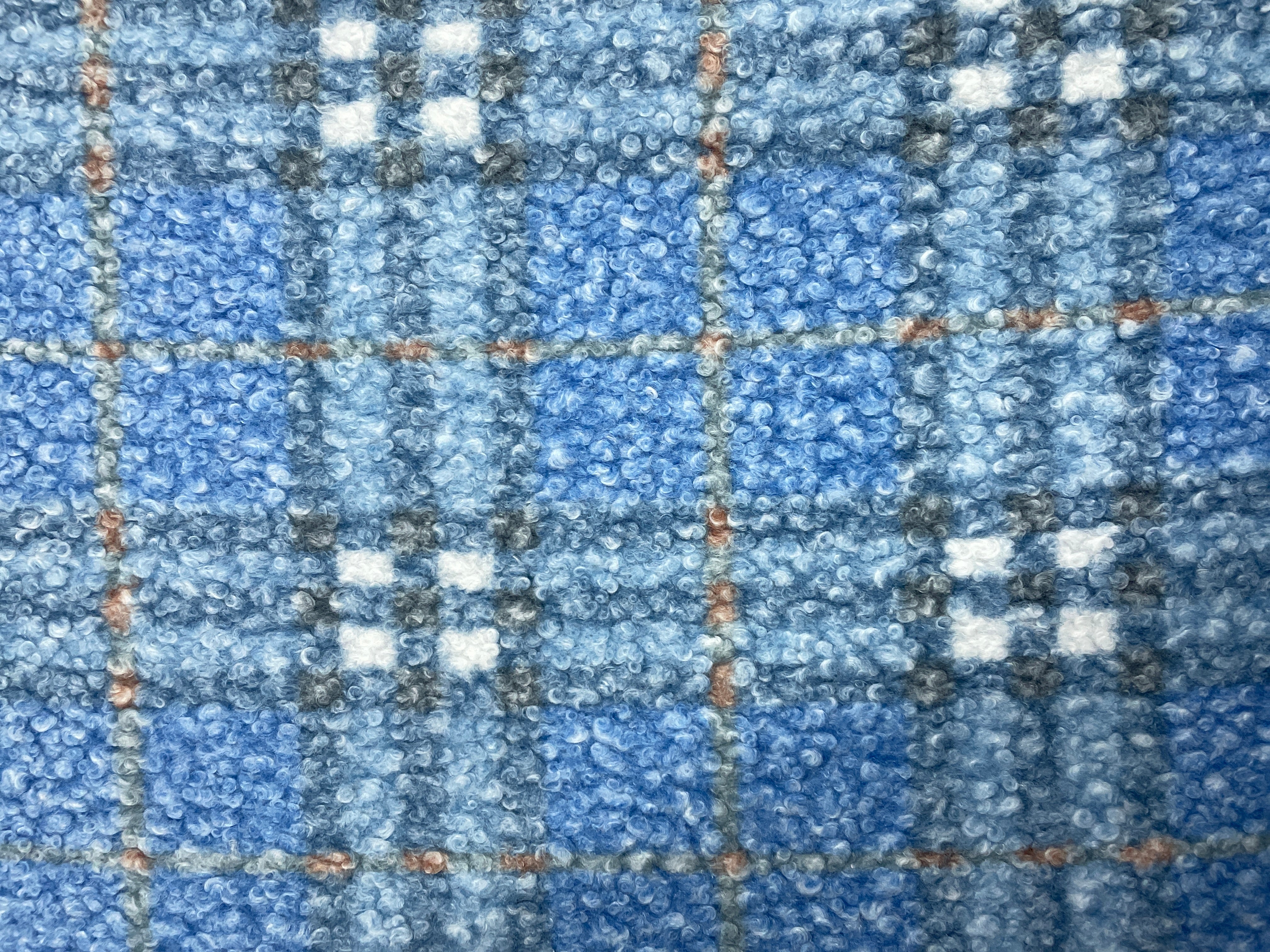 Sky Blue Checks Boucle Tweed Fabric