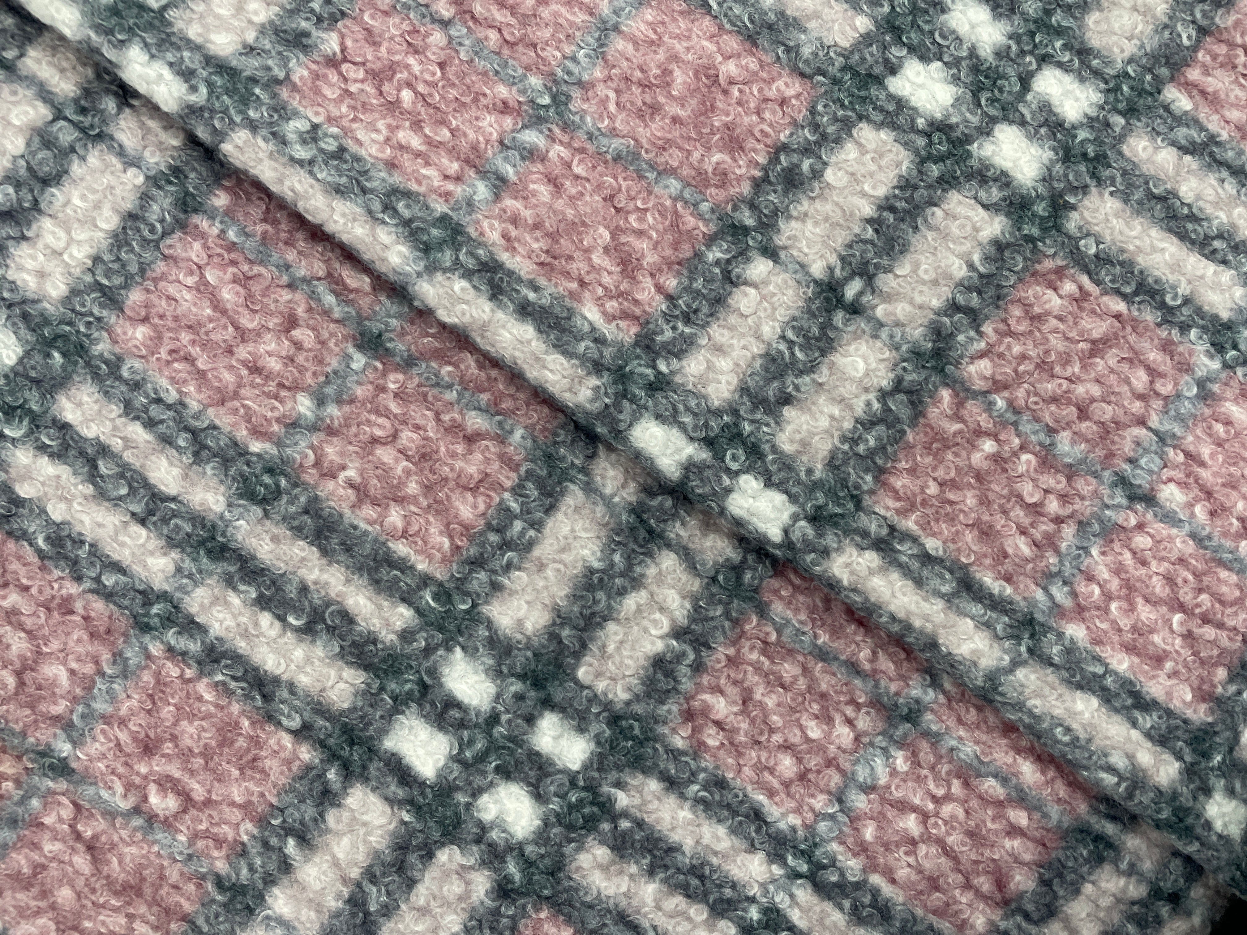 Baby Pink Checks Tweed Fabric