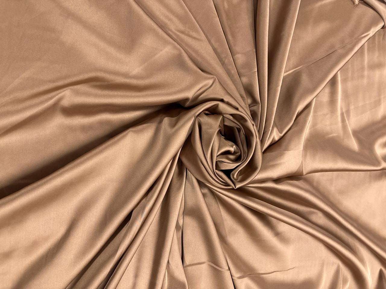 Brown Plain Armani Satin Lycra Fabric