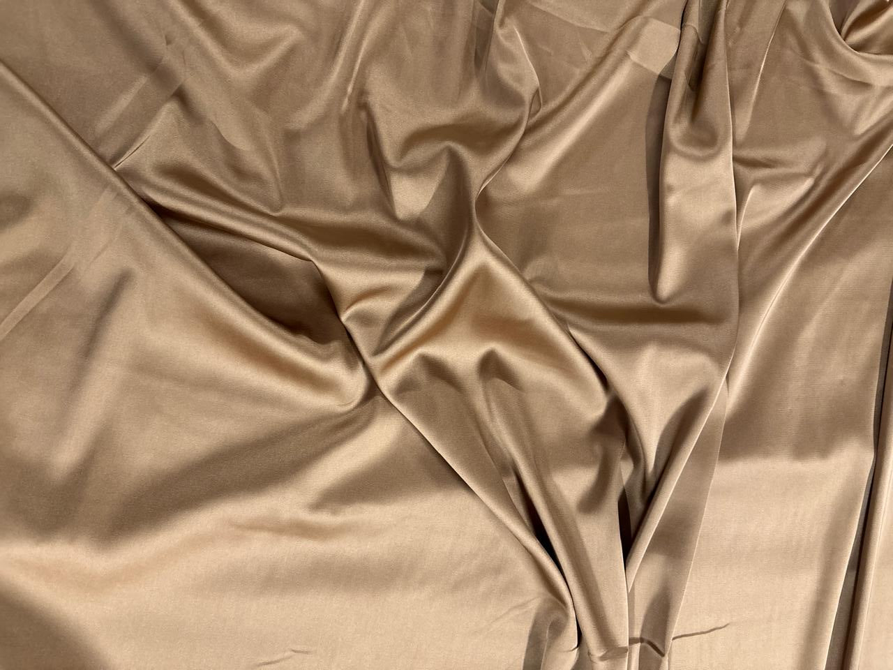 Brown Plain Armani Satin Lycra Fabric