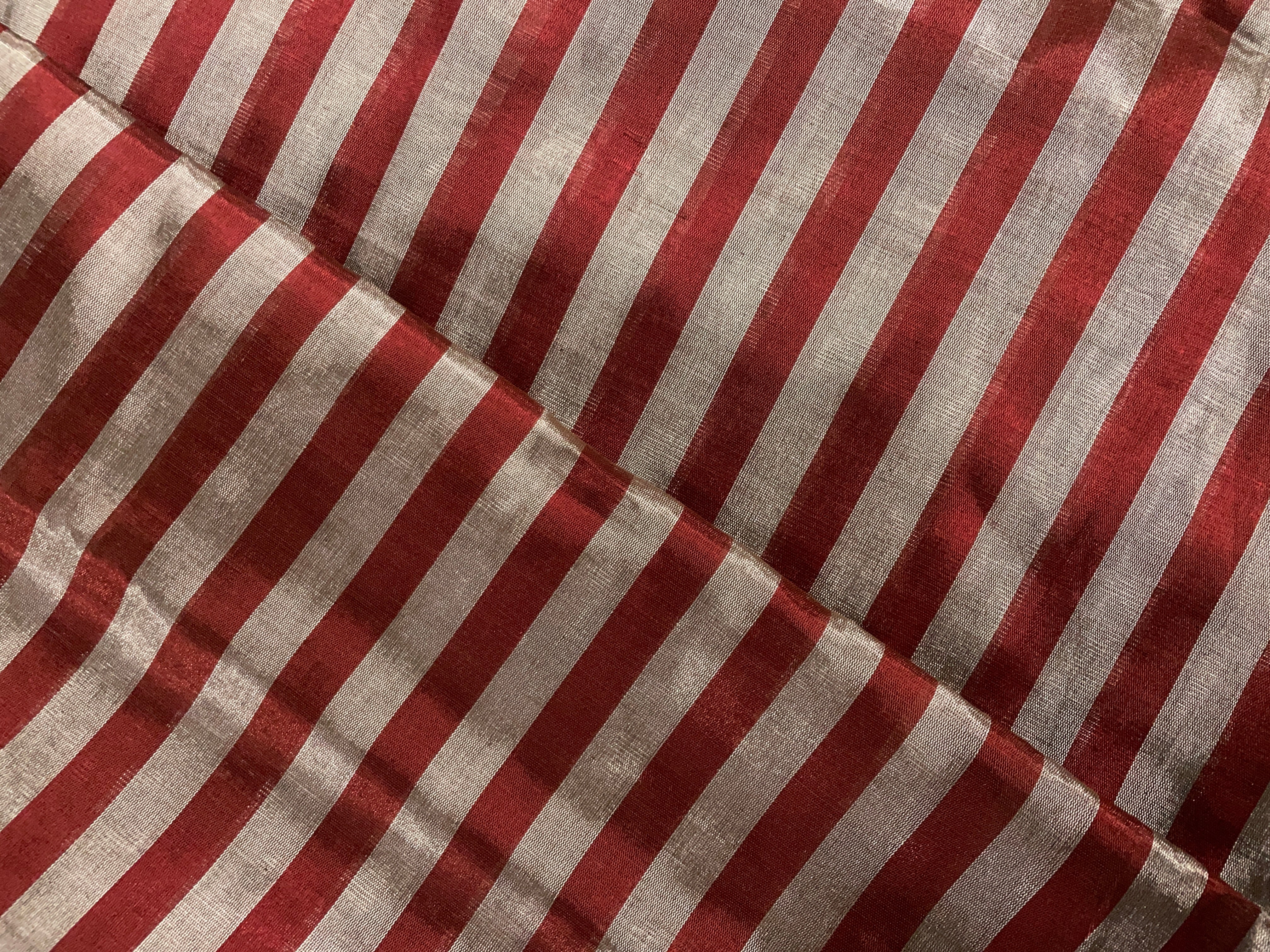 Dark Maroon Stripes Pure Tissue Fabric